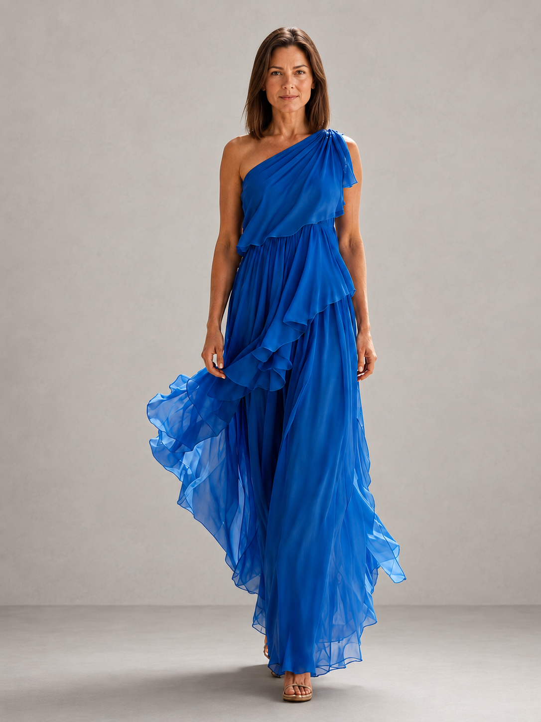 Scarlett | Maxi con Rouches a Spalla Unica