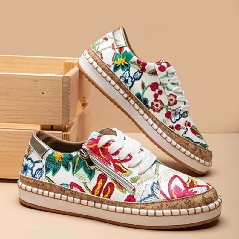 FLORIANA | Sneakers Ortopediche con Unico Design Vintage di Fiori