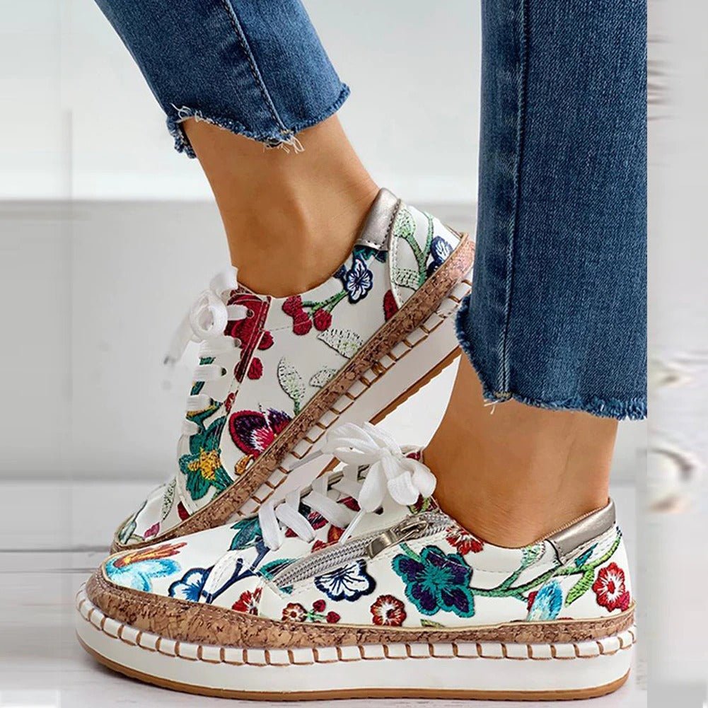 FLORIANA | Sneakers Ortopediche con Unico Design Vintage di Fiori
