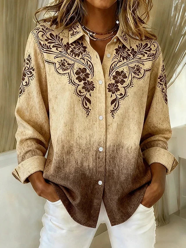 Tucson™ | Blusa Vintage Western a Fiori con Bottoni