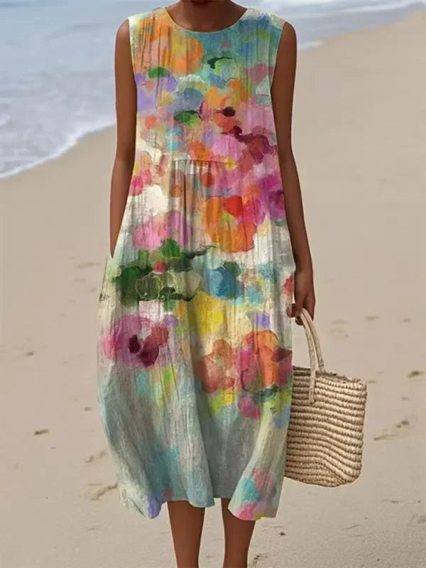 Jasmine | Watercolor A-Line Maxi Dress