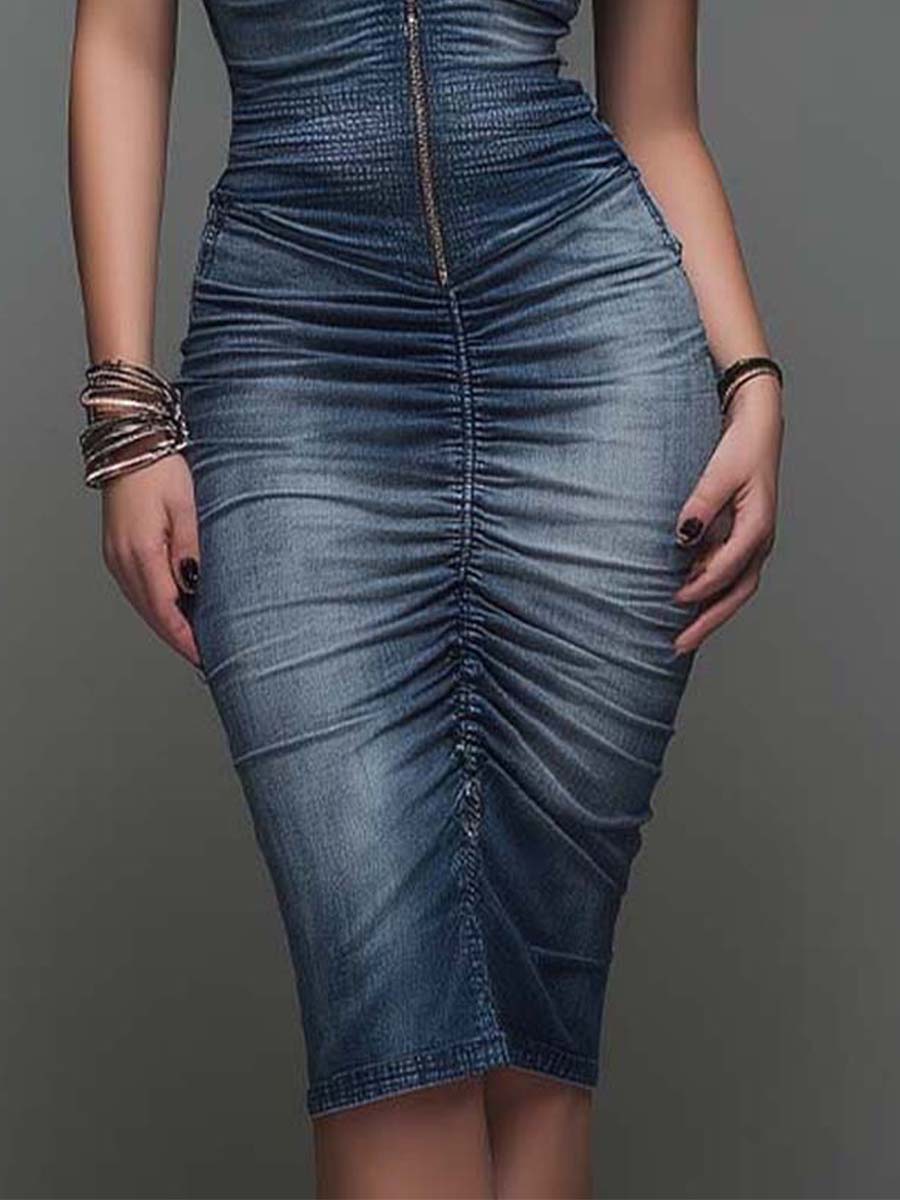 Nerina | Abito Midi Effetto Denim – Lucia Toscana