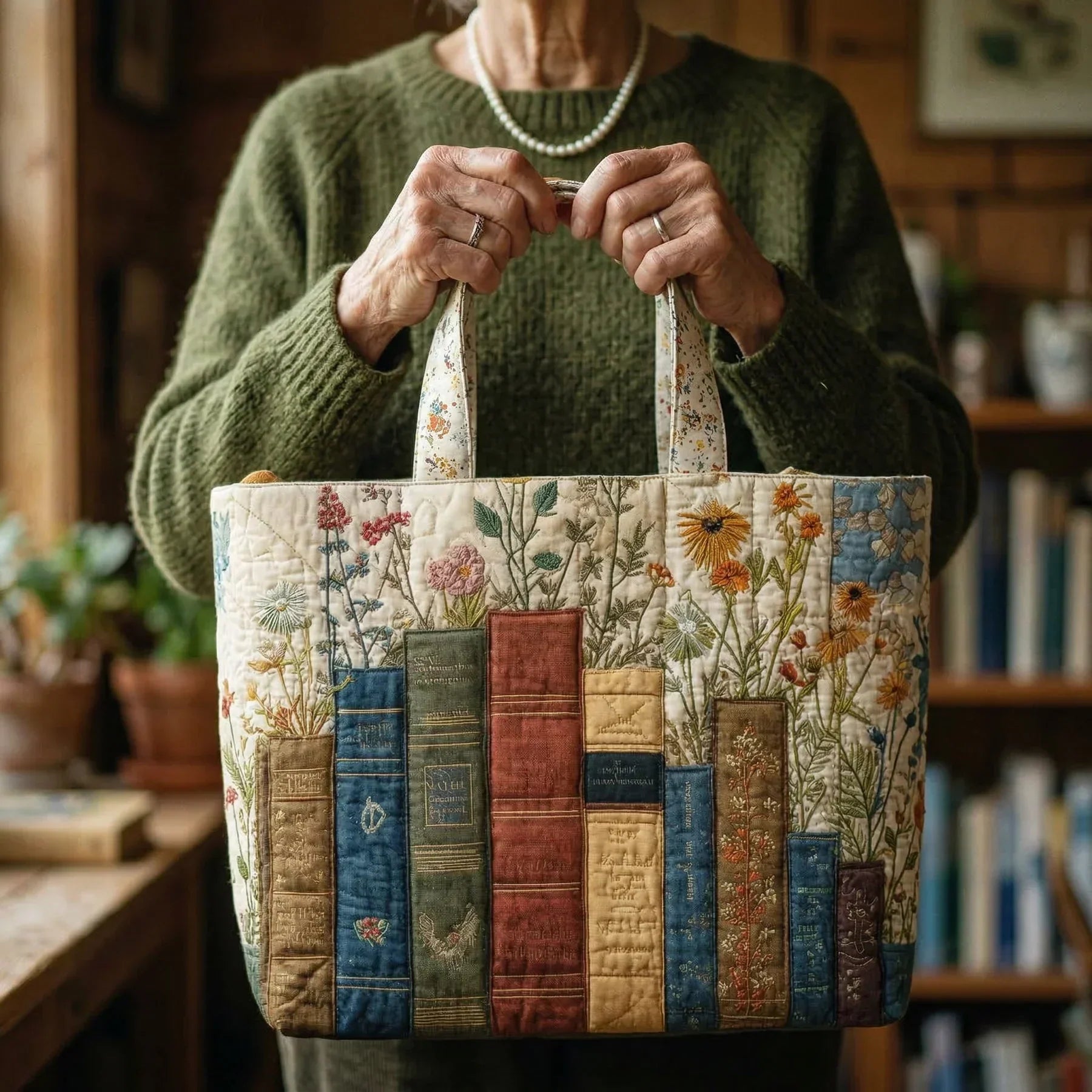 Sacca Artigianale Matelassé - Libri e Fiori