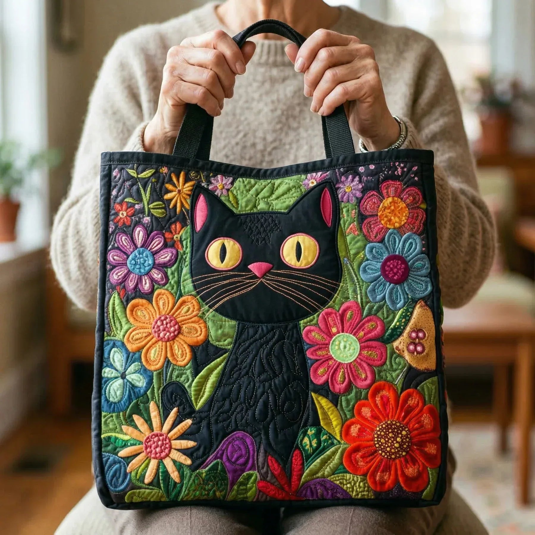 Borsa Trapuntata - Gatto Nero Magico