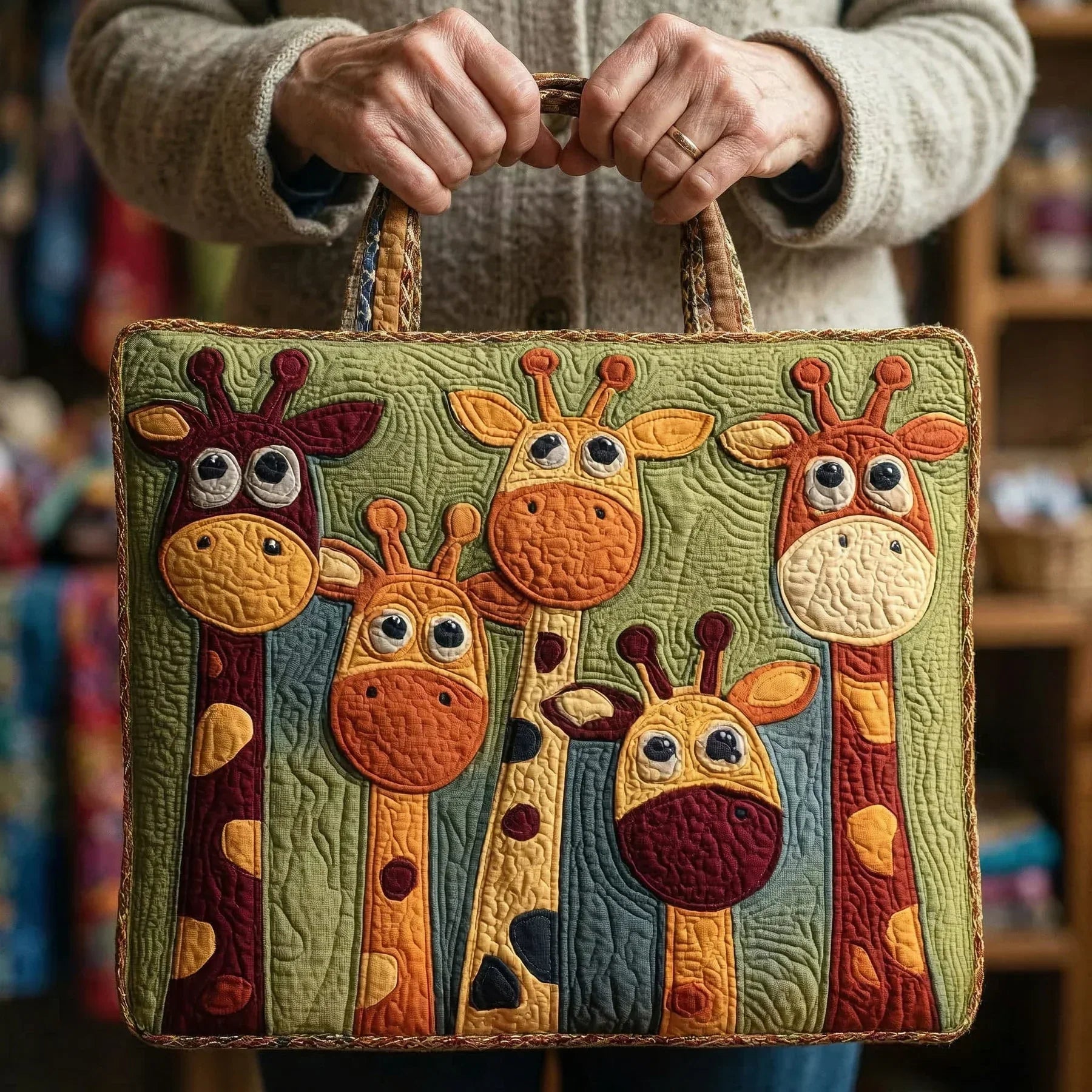 Borsa Tote Trapuntata - Giraffa