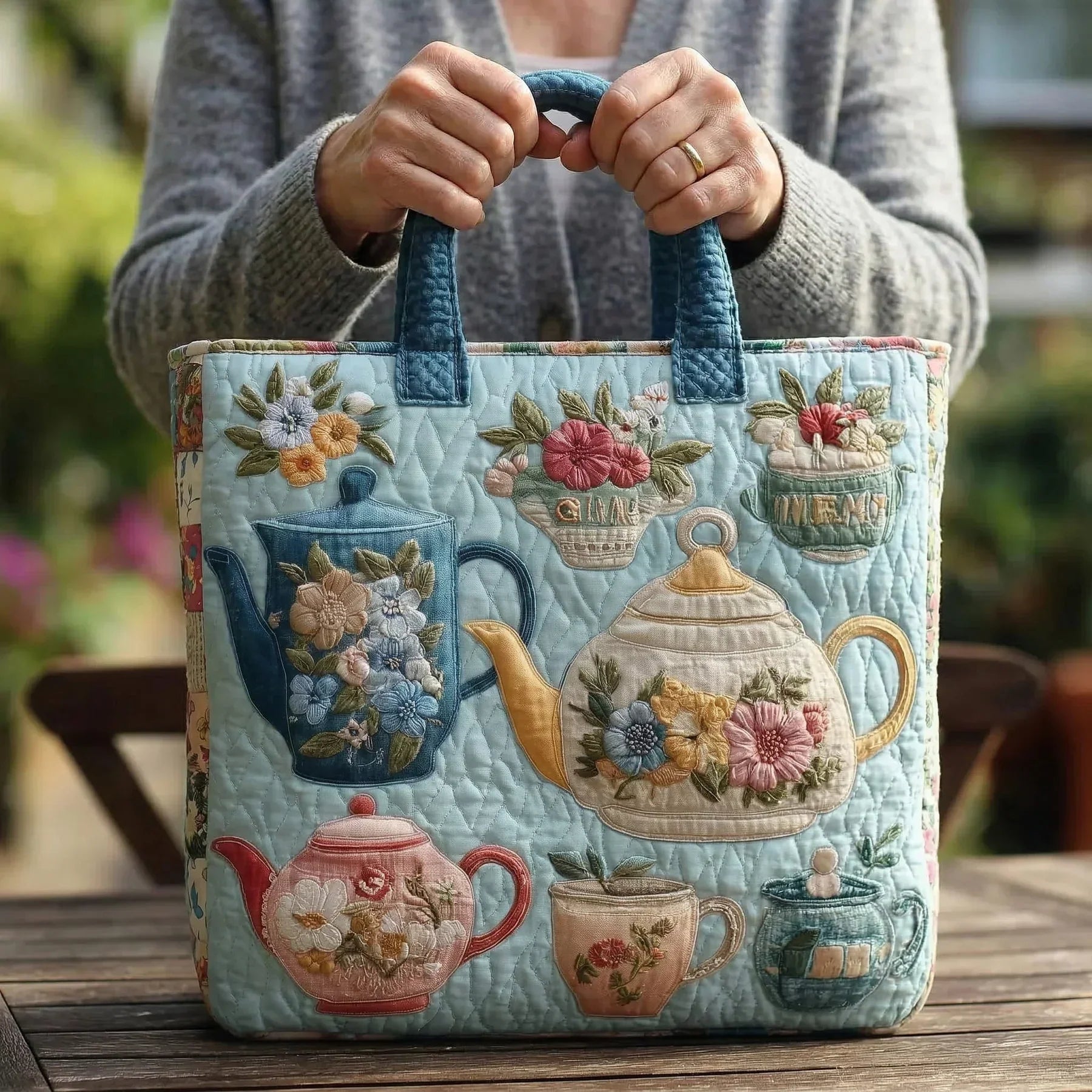 Borsa Tote Trapuntata - Motivo Floreale