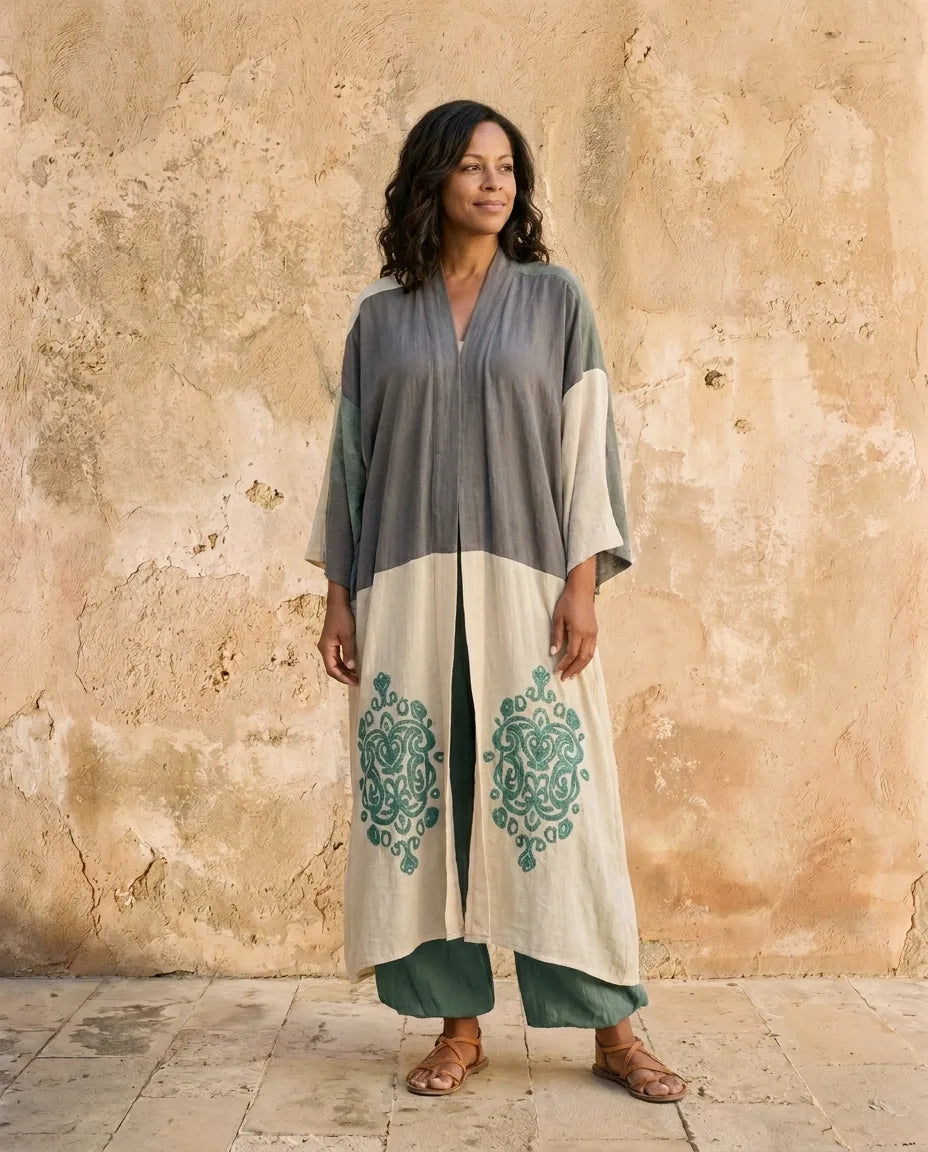 Seraphina | Set Tre Pezzi in Look Lino Stampato