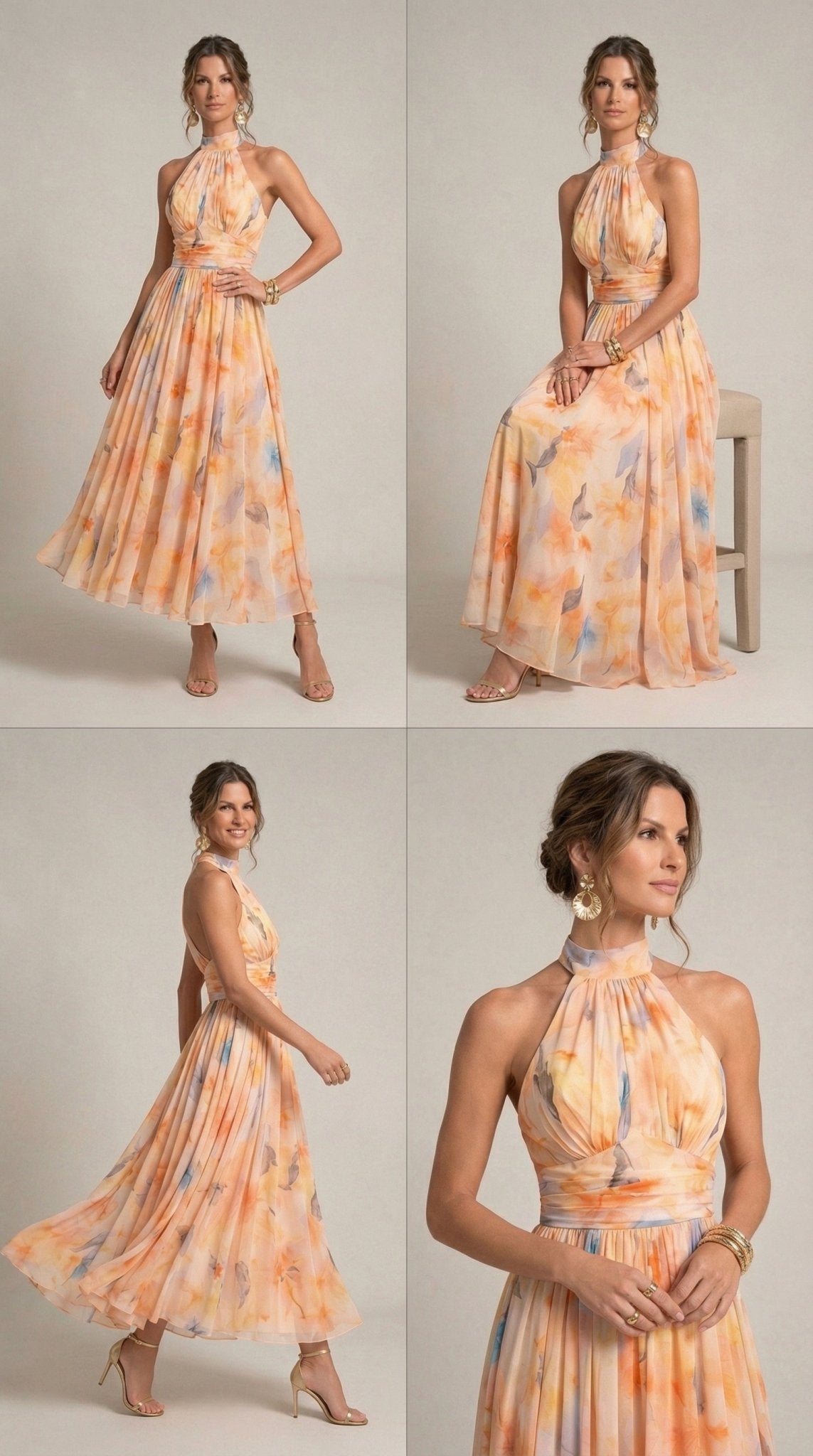 Carmen™ | Abito Halter con Stampa Acquerello