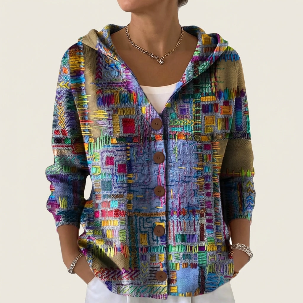 Naliane | Cardigan con stampa astratta e bottoni frontali