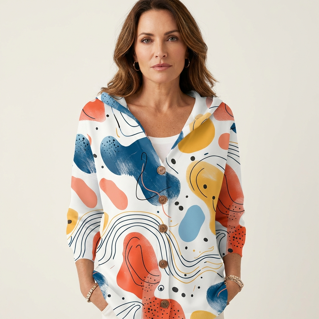 Naliane | Cardigan con stampa astratta e bottoni frontali