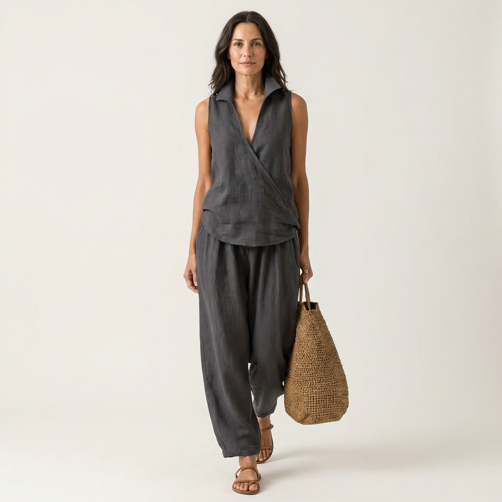 Twiila | Set Top Incrociato e Pantaloni Ampi