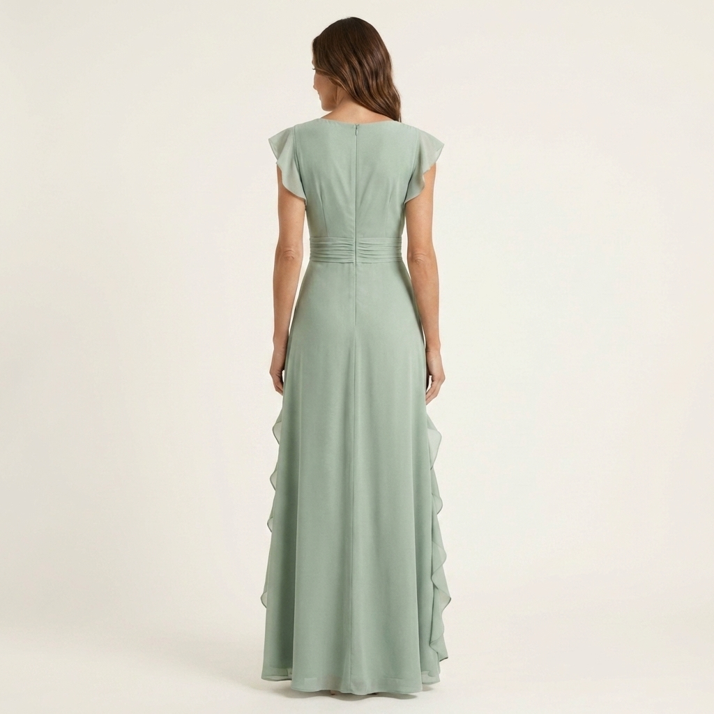 Nellyana | Abito Maxi con Scollo a V e Maniche Fluttuanti in Stile Avvolgente