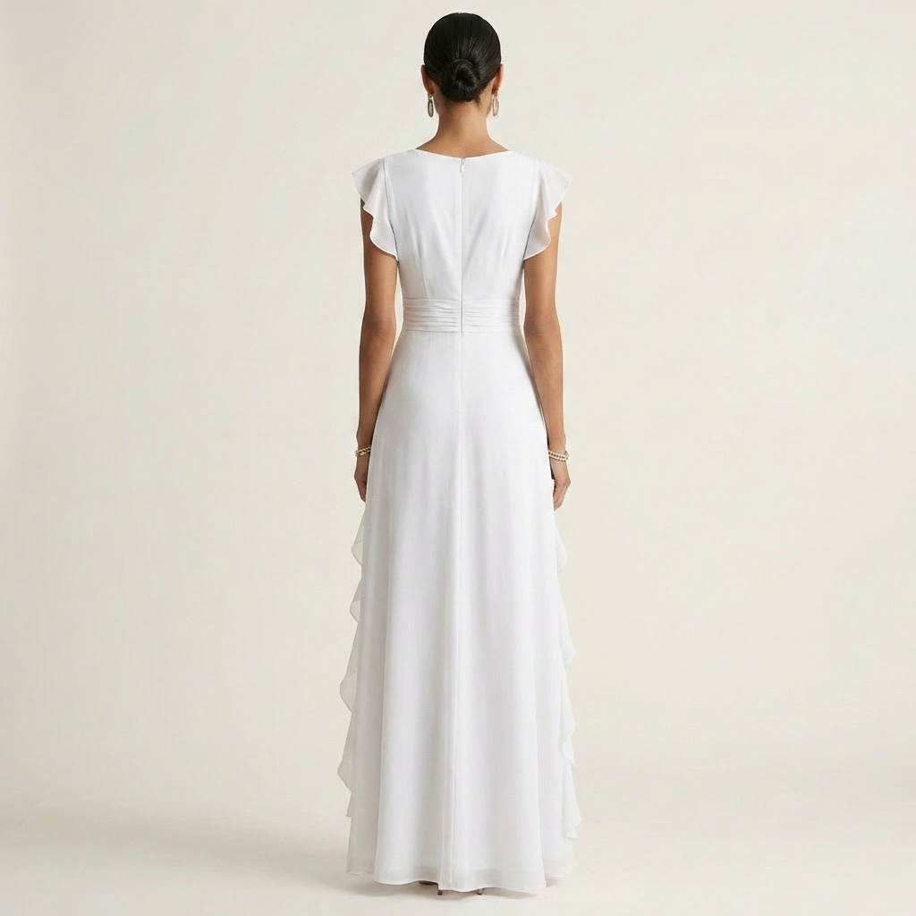 Nellyana | Abito Maxi con Scollo a V e Maniche Fluttuanti in Stile Avvolgente