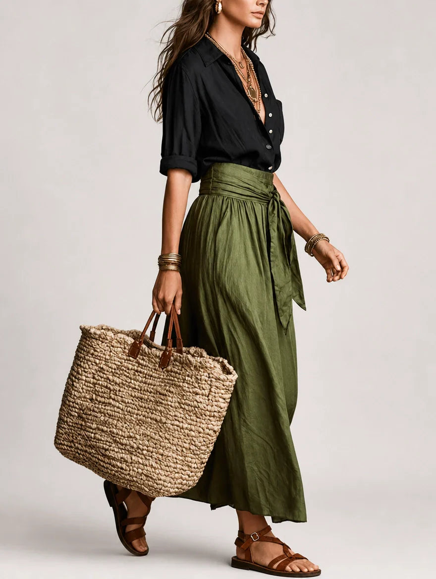 Martina | Abito Maxi Elegante e Fluido a Spalla Scoperta