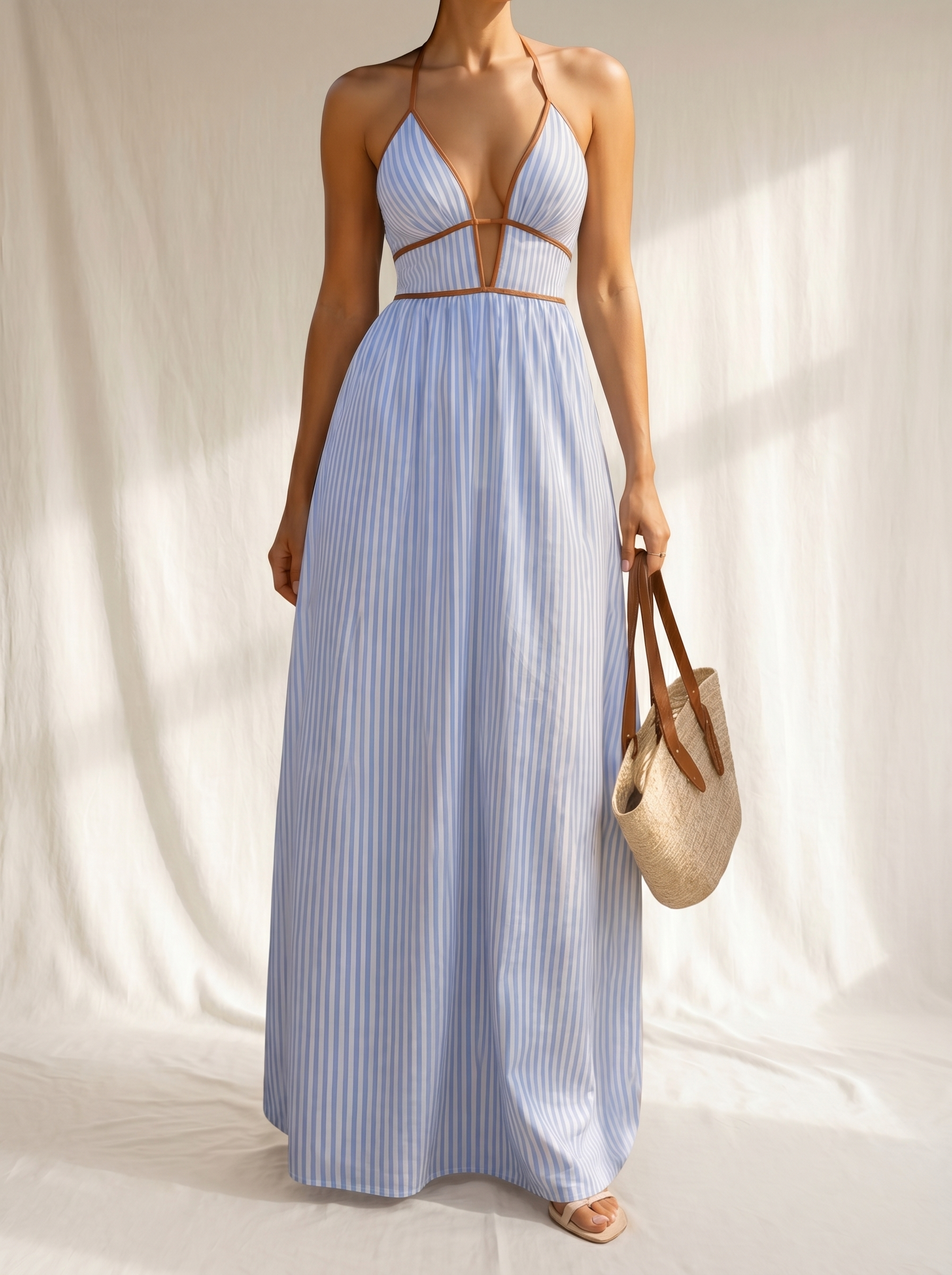 Laurina |Â Abito Lungo a Righe con Scollo cut-out