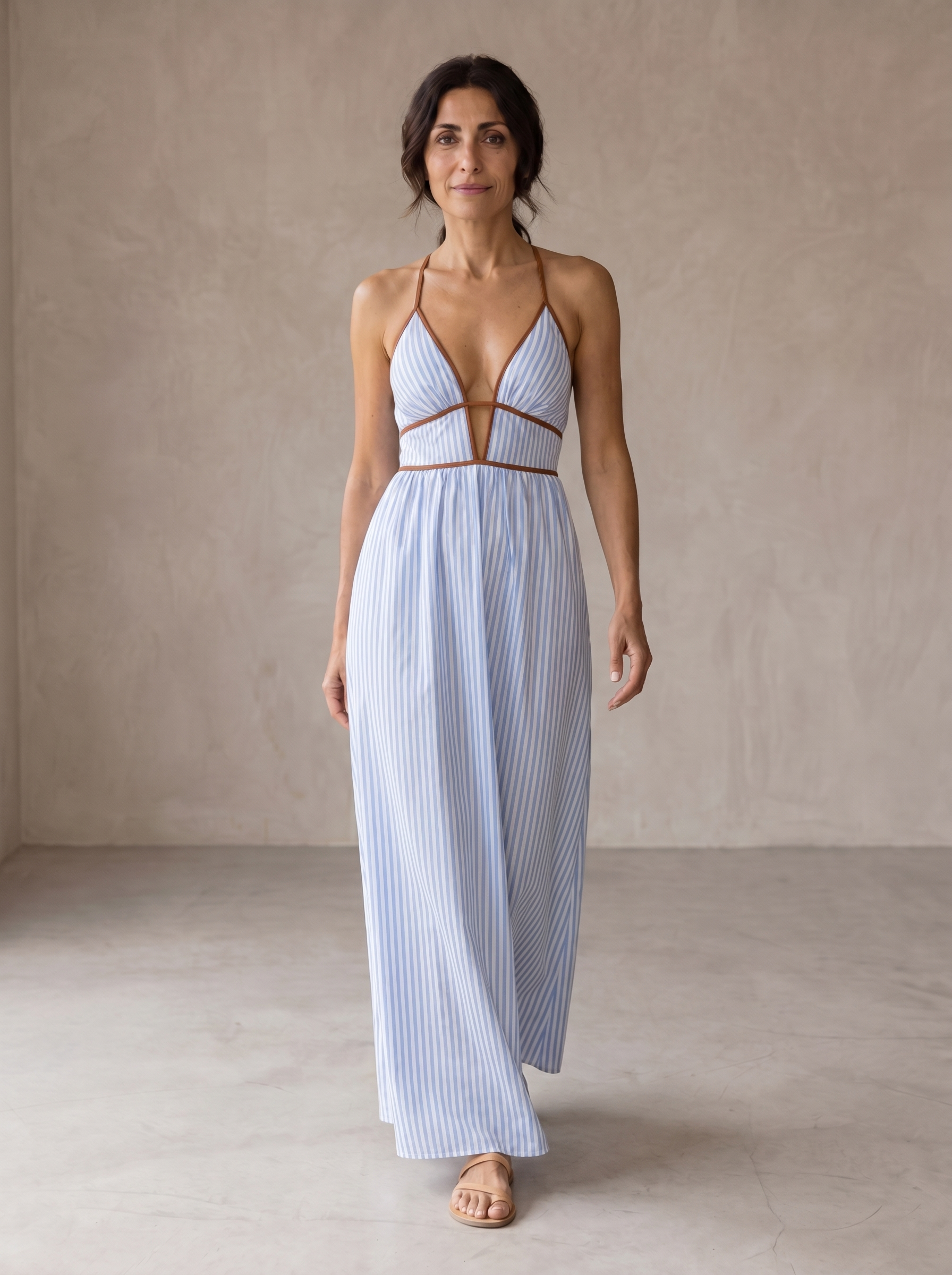 Laurina |Â Abito Lungo a Righe con Scollo cut-out