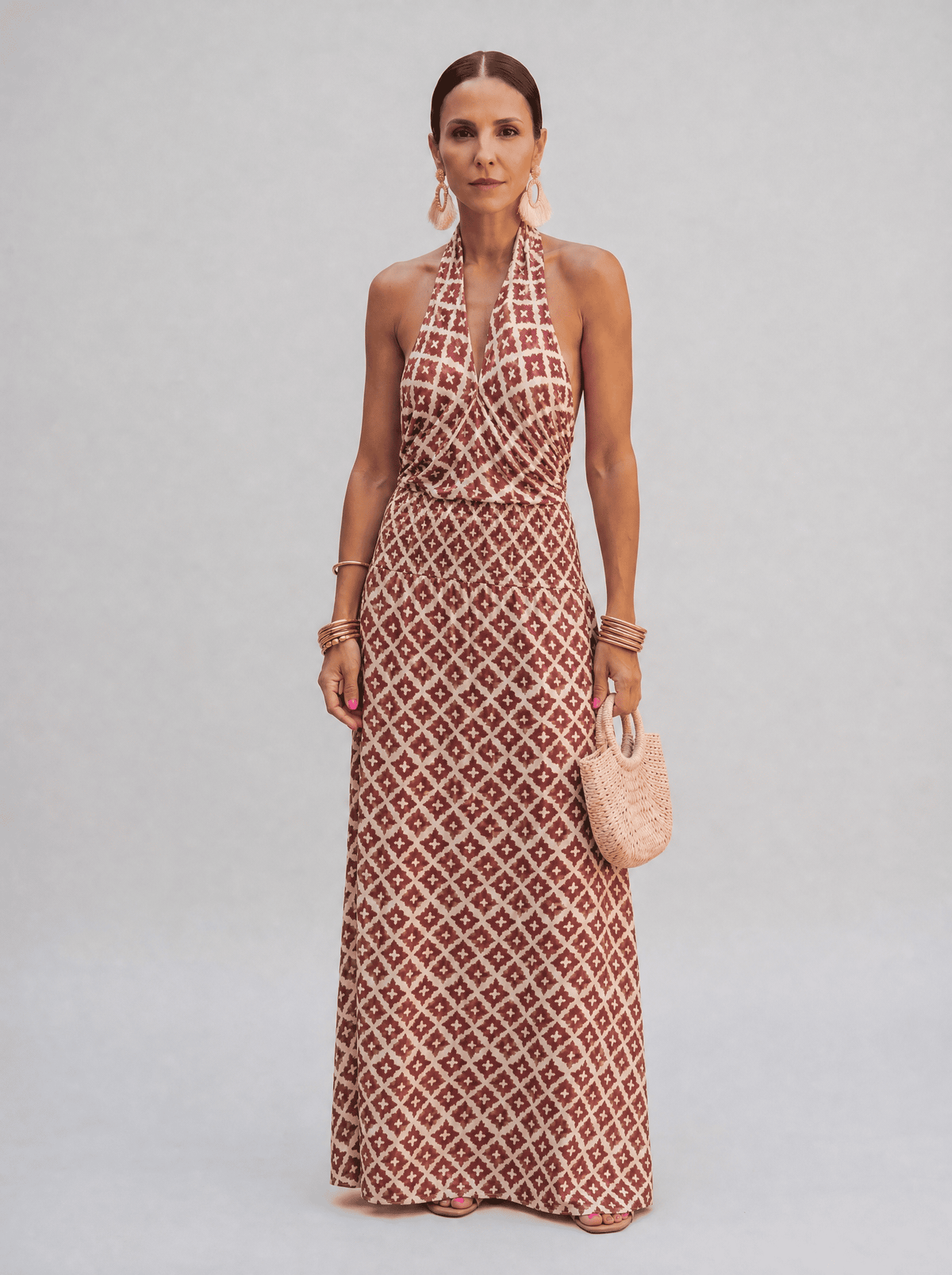 Alhambra | Abito Lungo Halter Geometrico