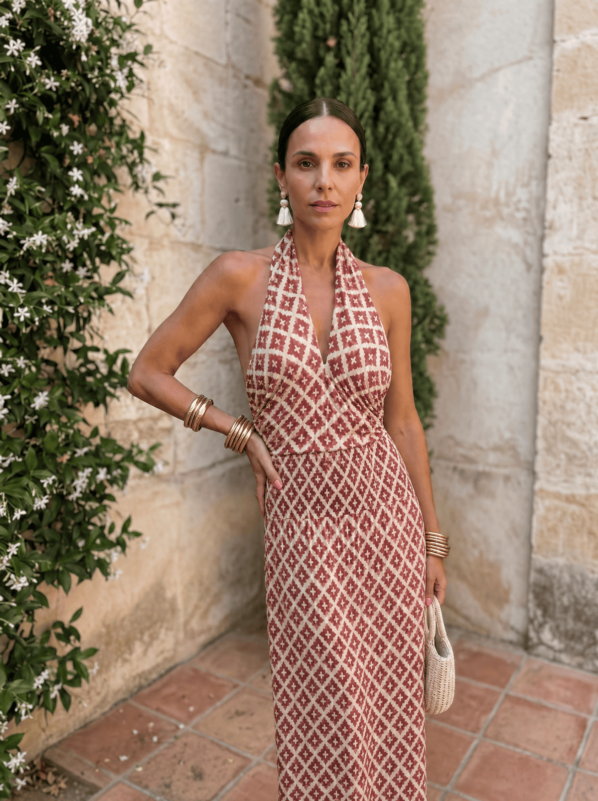 Alhambra | Abito Lungo Halter Geometrico