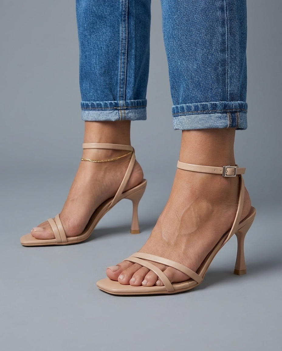 Sienna | Tacchi Sculpturali Nudi con Cinghie