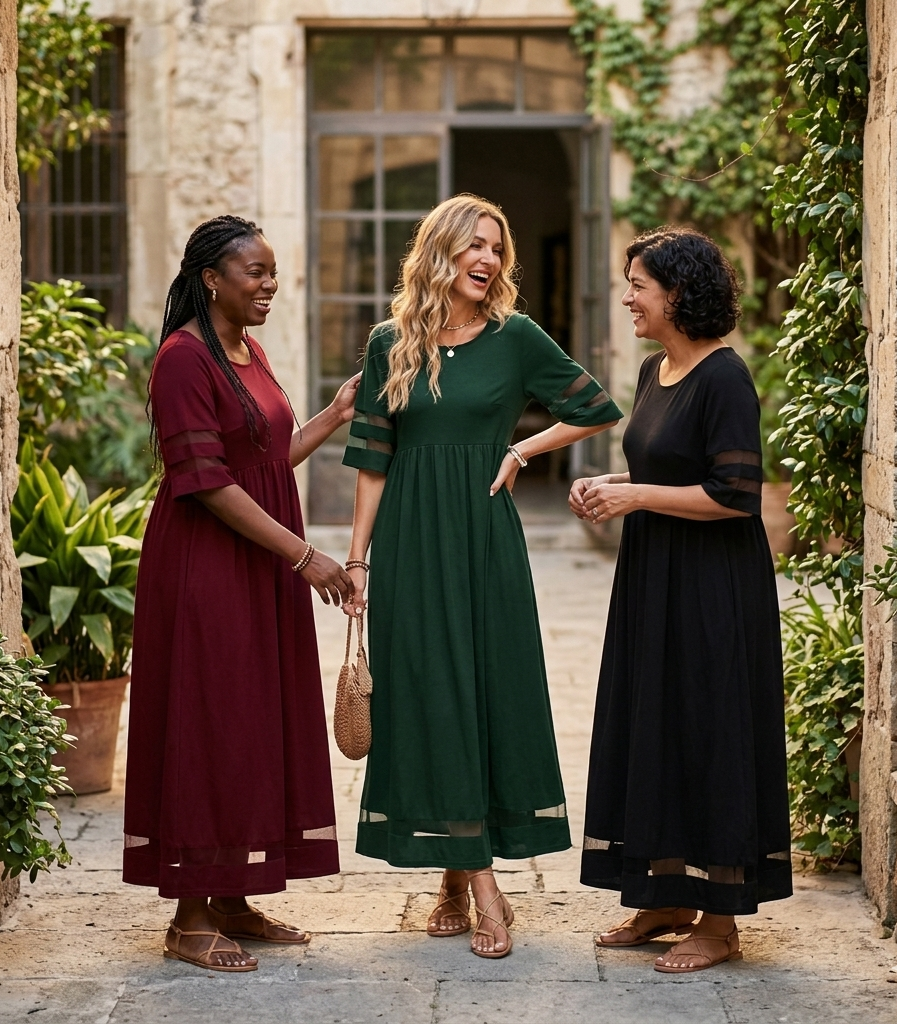 Aubrey™ | Abito Midi Smoothing per una Silhouette Flattering