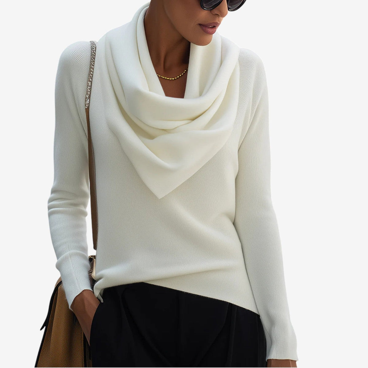 Paola | Maglione con Collo Drappeggiàto – Lucia Toscana