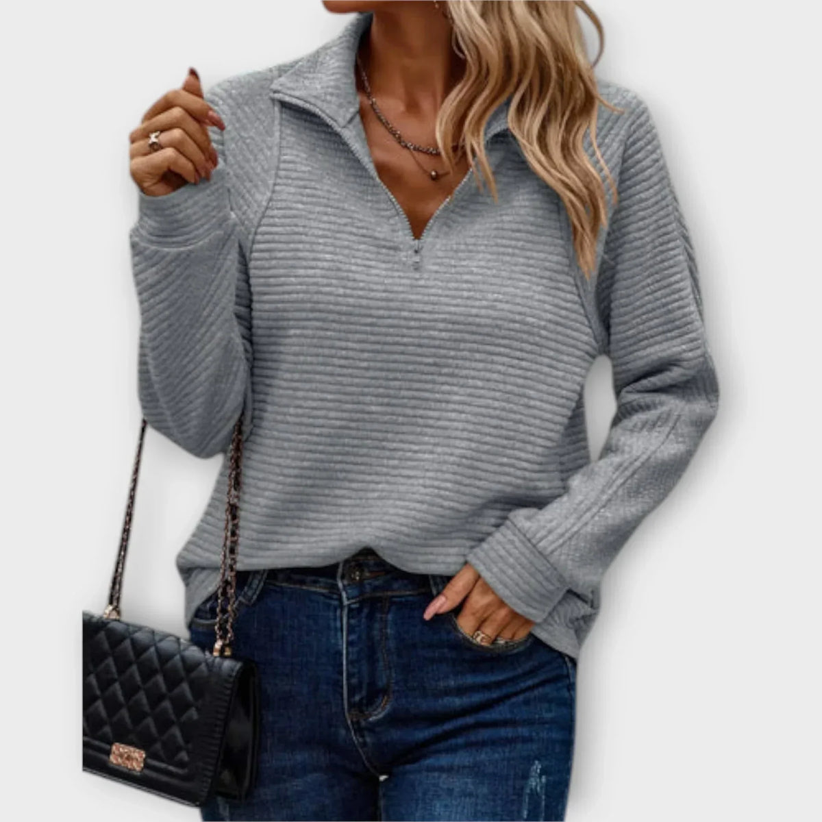 Dalia | Pullover con Mezza Zip – Lucia Toscana