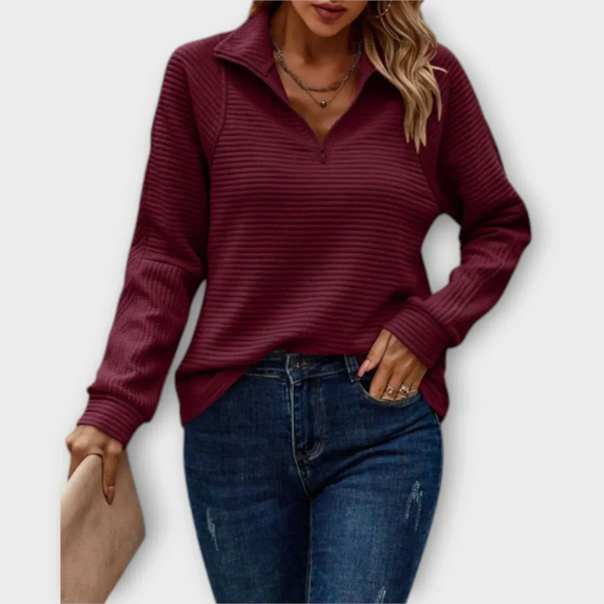 Dalia | Pullover con Mezza Zip – Lucia Toscana