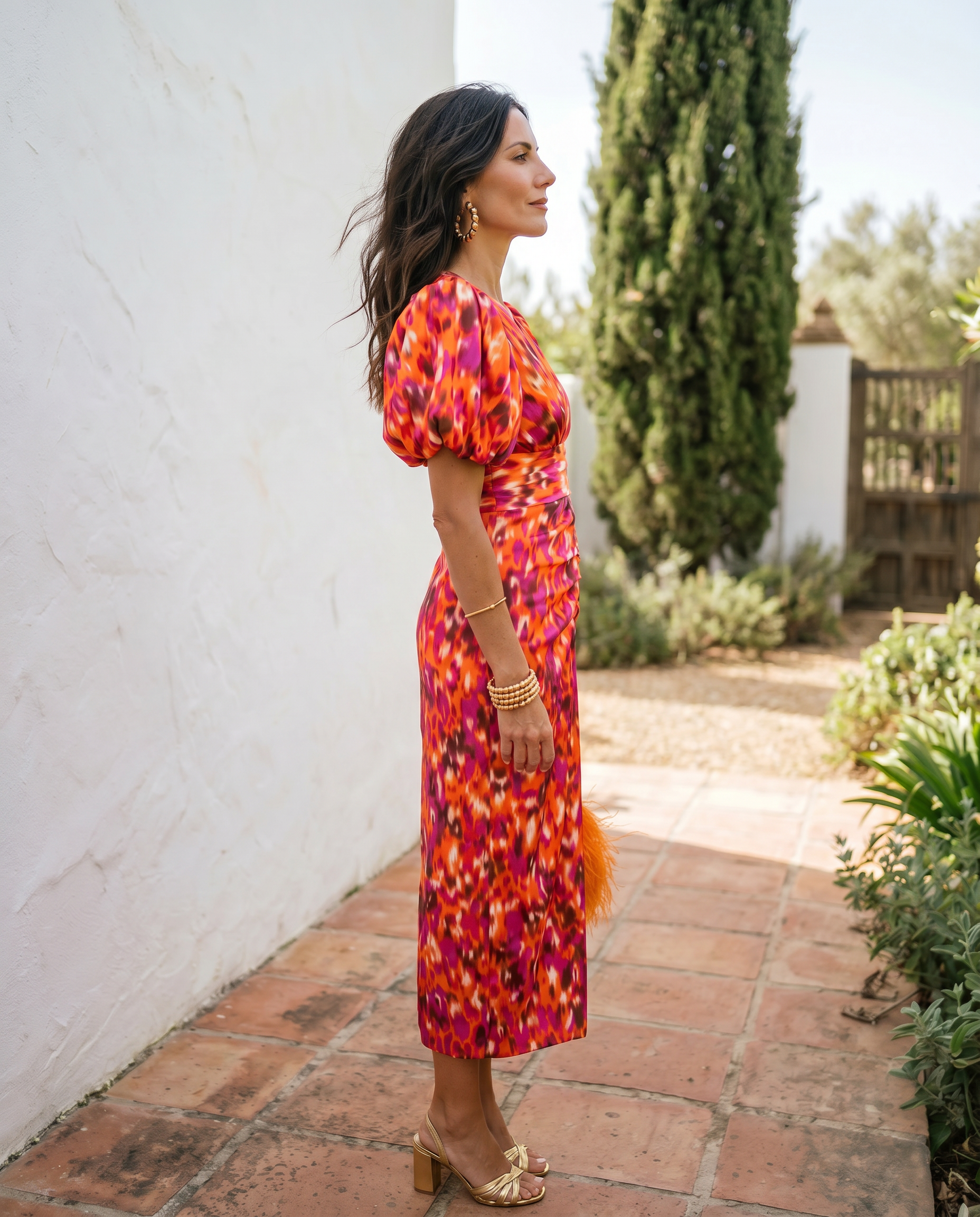 Carla™ | Abito Midi Floreale con Maniche a Sbuffo
