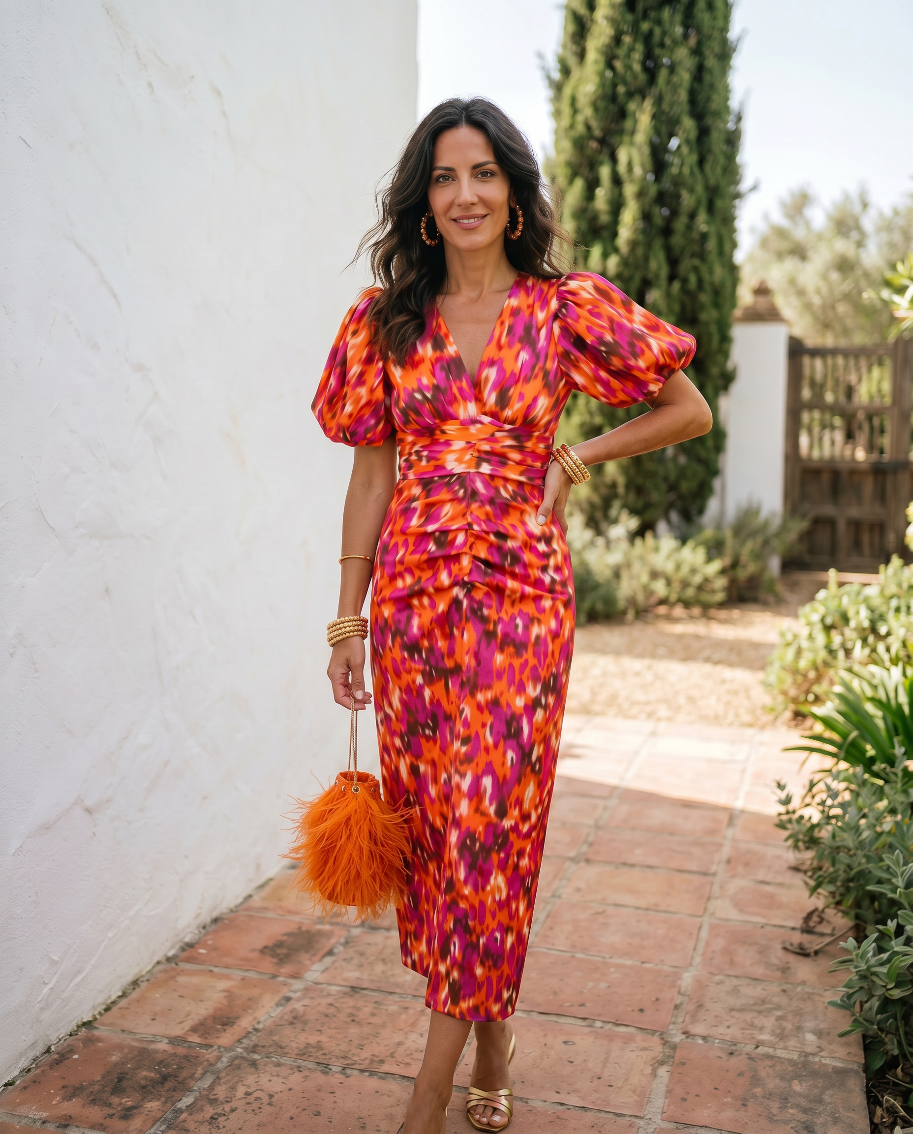 Carla™ | Abito Midi Floreale con Maniche a Sbuffo