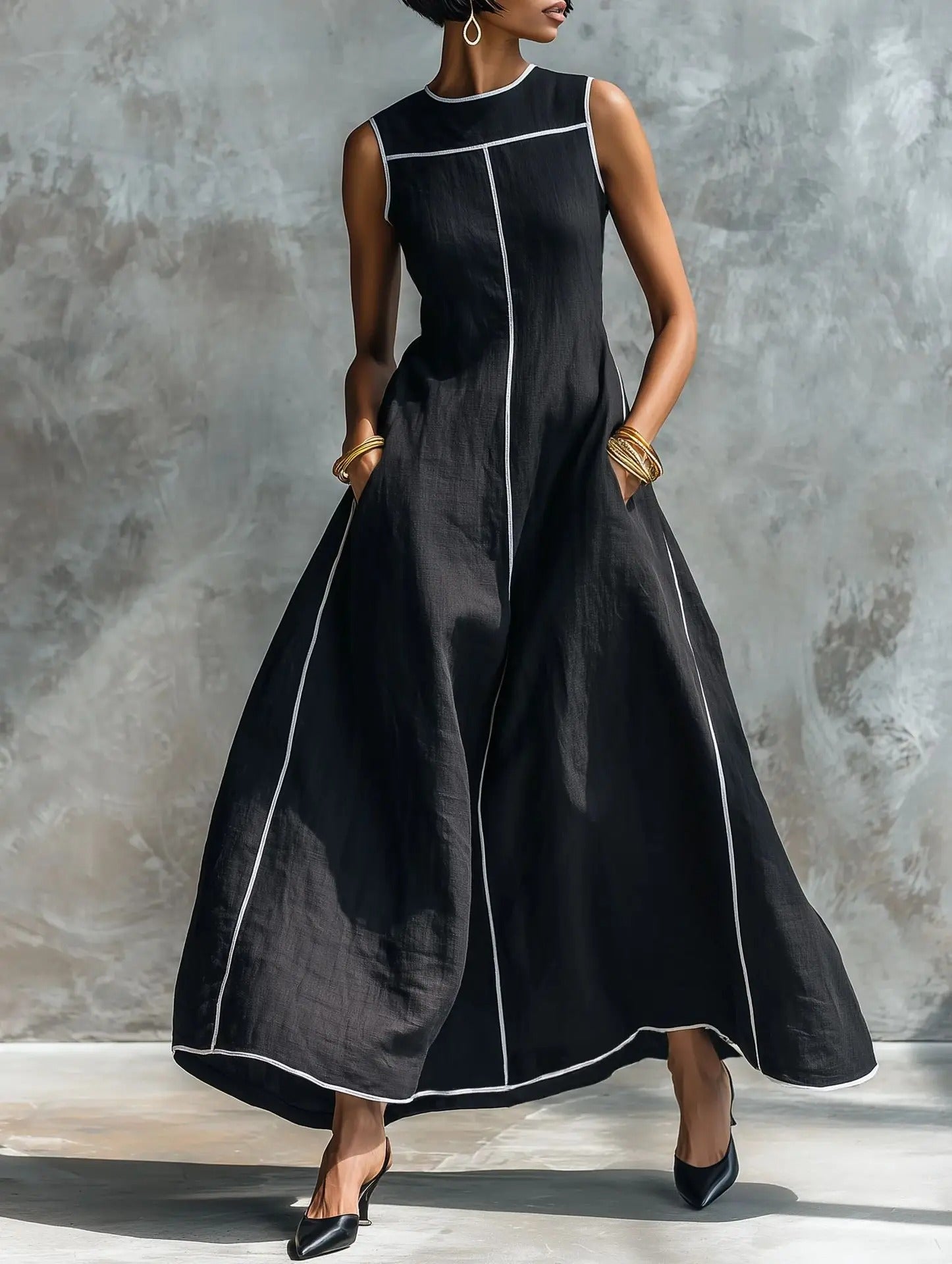 Harper | Maxi Dress with Contrast Trim