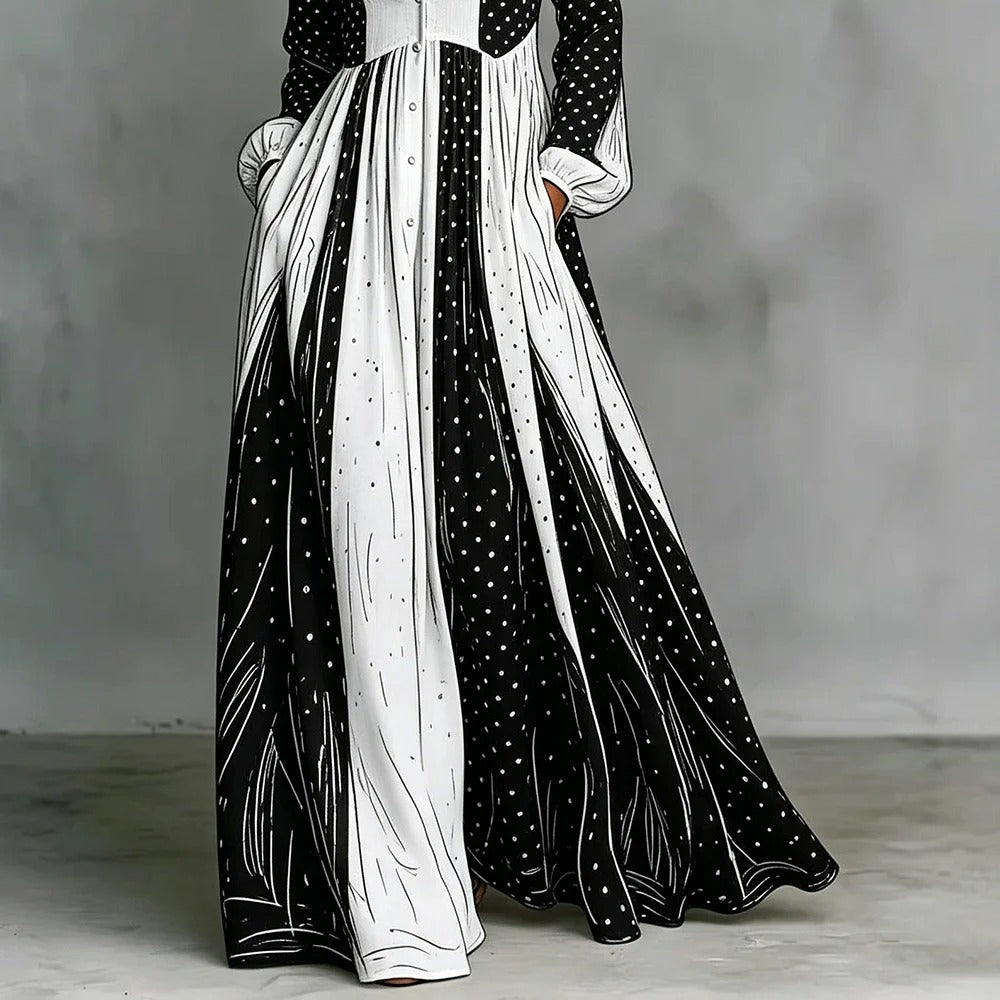 Serafina Vestito Maxi Bicolor a Pois
