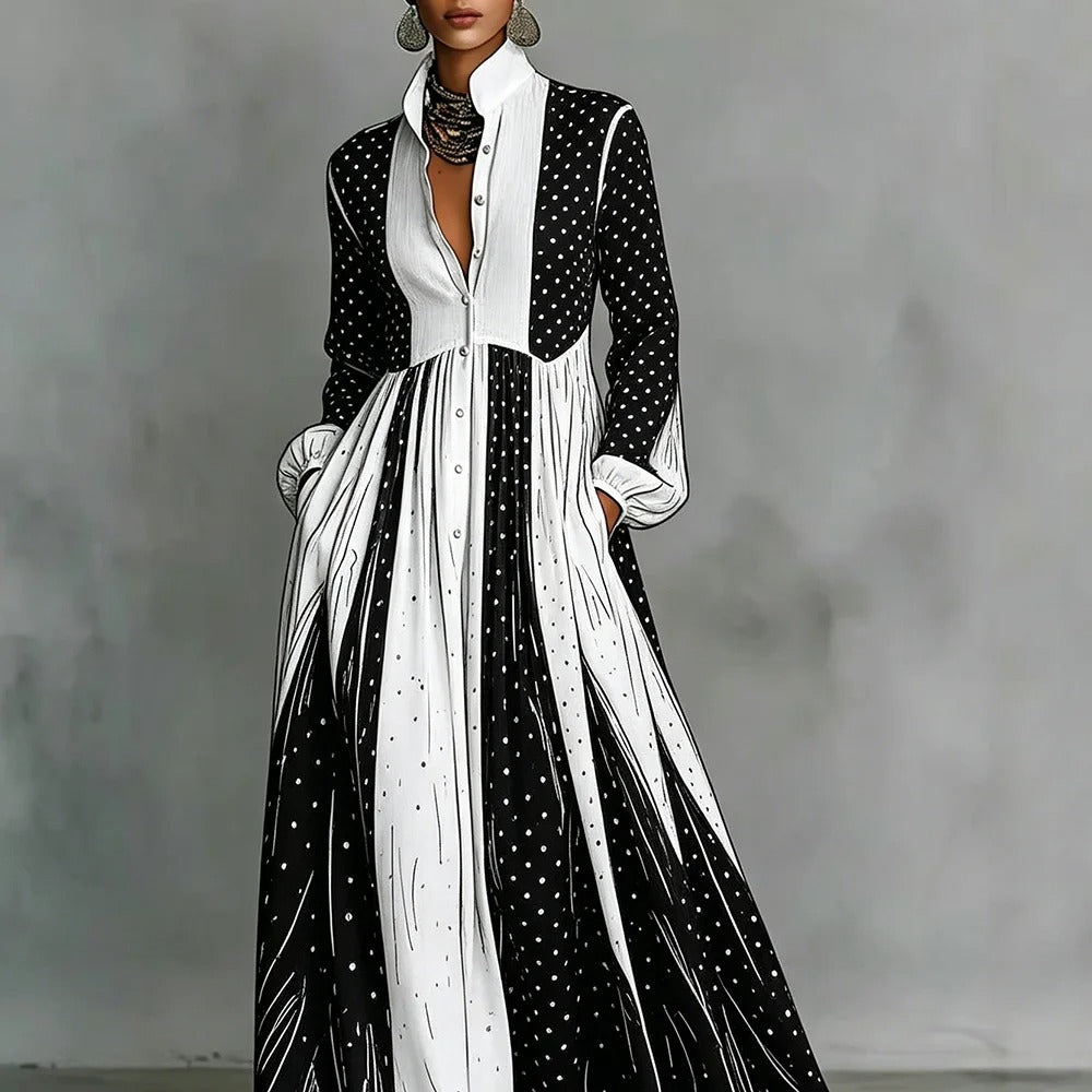 Serafina Vestito Maxi Bicolor a Pois