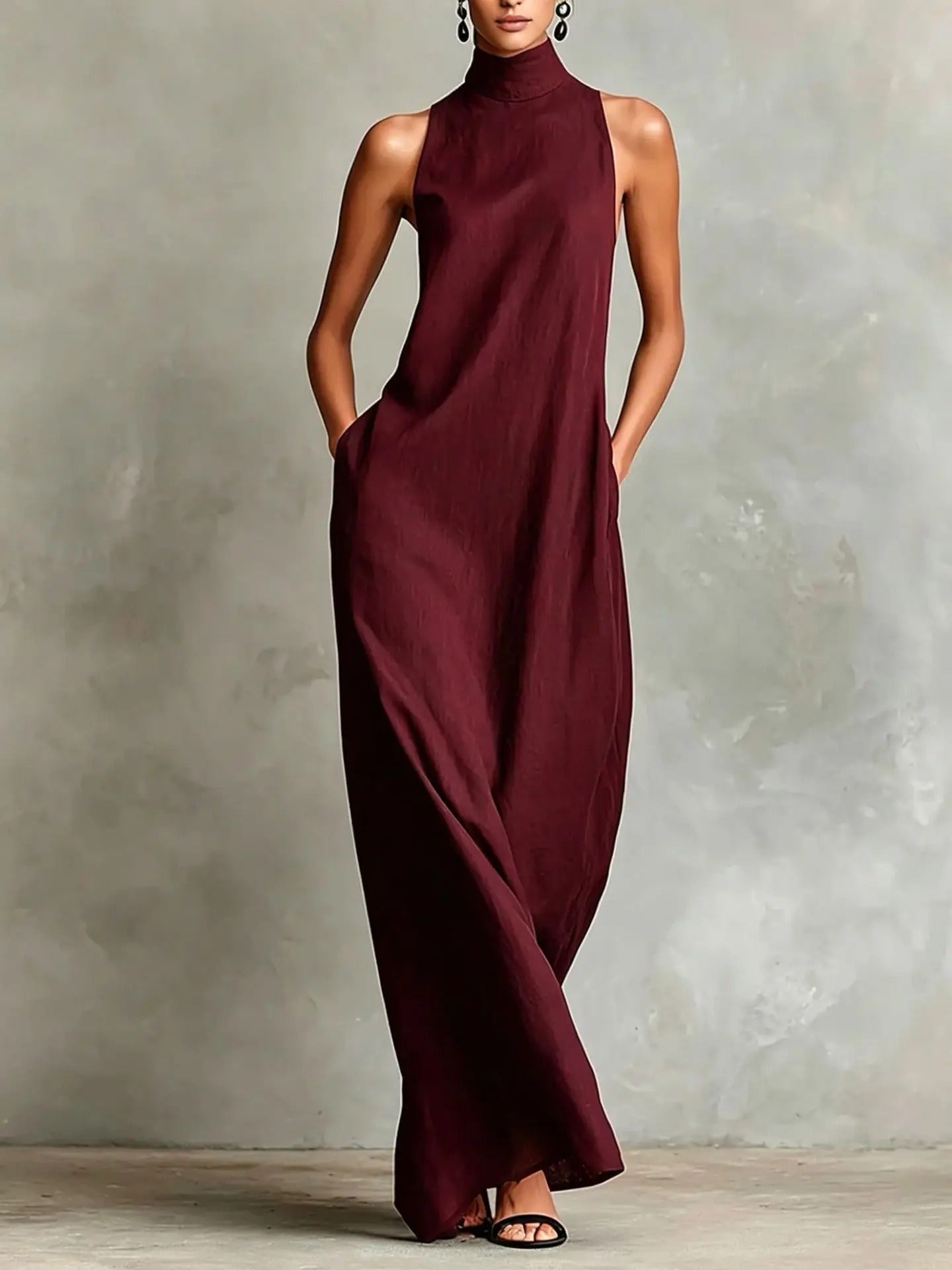 Naomi | Sleeveless Maxi Dress, High-Neck