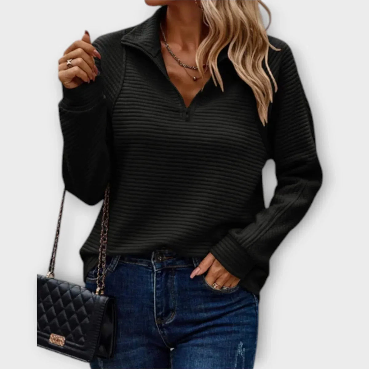 Dalia | Pullover con Mezza Zip – Lucia Toscana