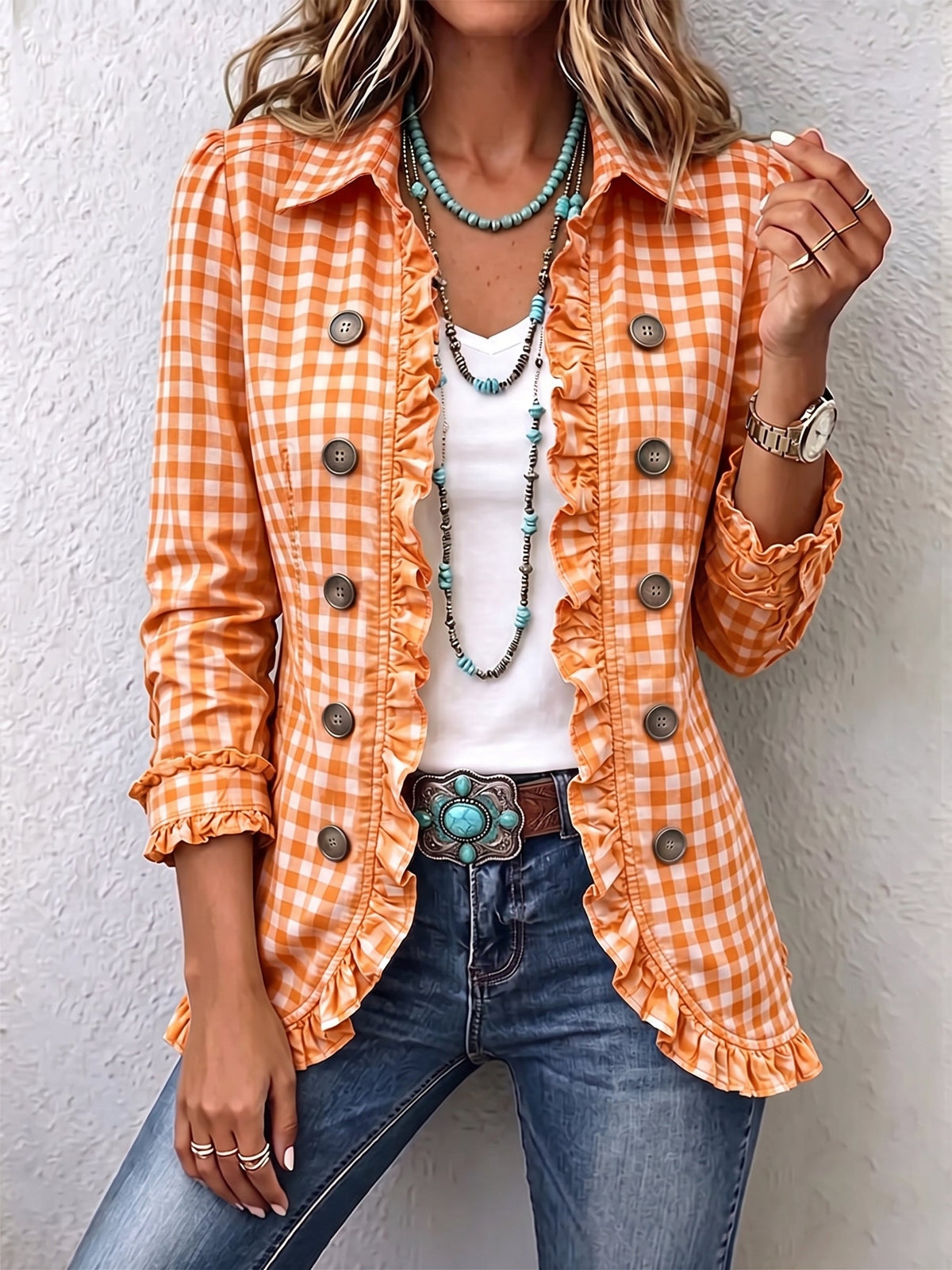 Charlene™ | Giacca a Righe con Rouches