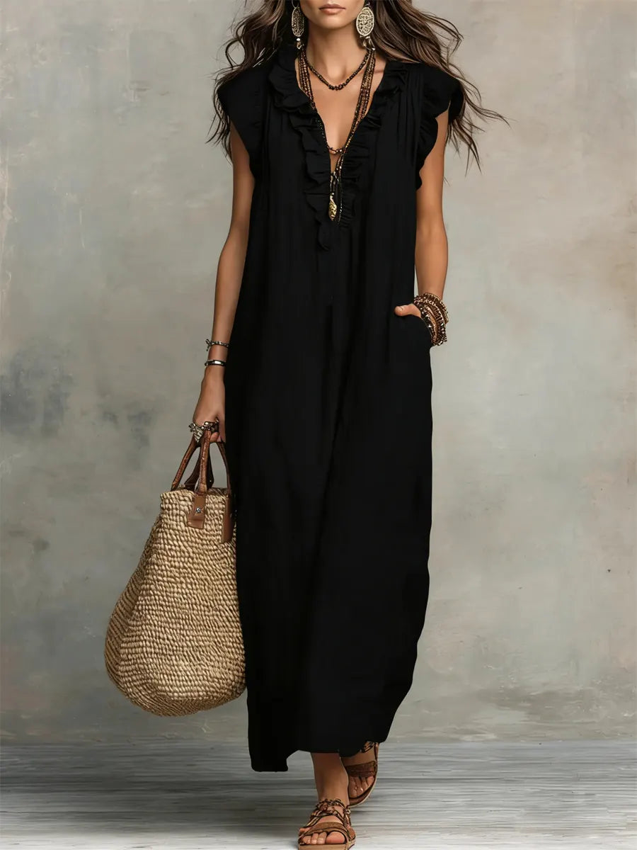 Evelyn | Linen & Cotton Maxi Dress