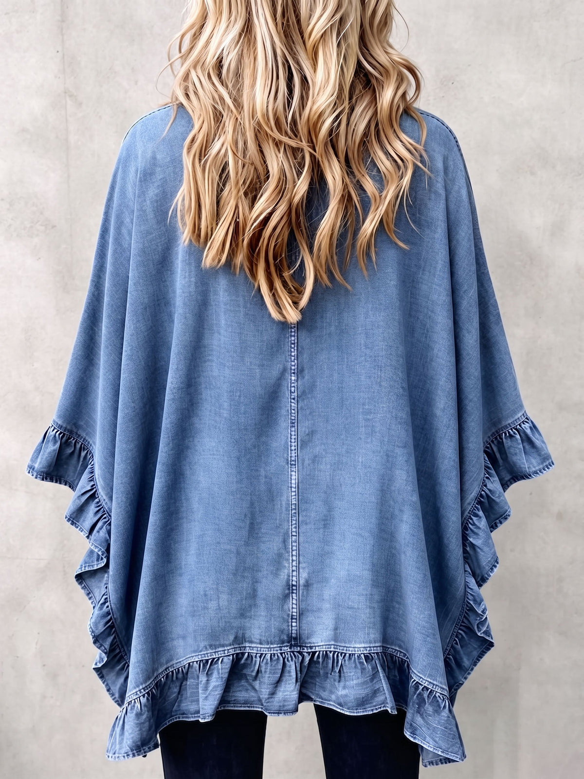 Corinne | Cardigan in Denim con Rouches Chic Boho