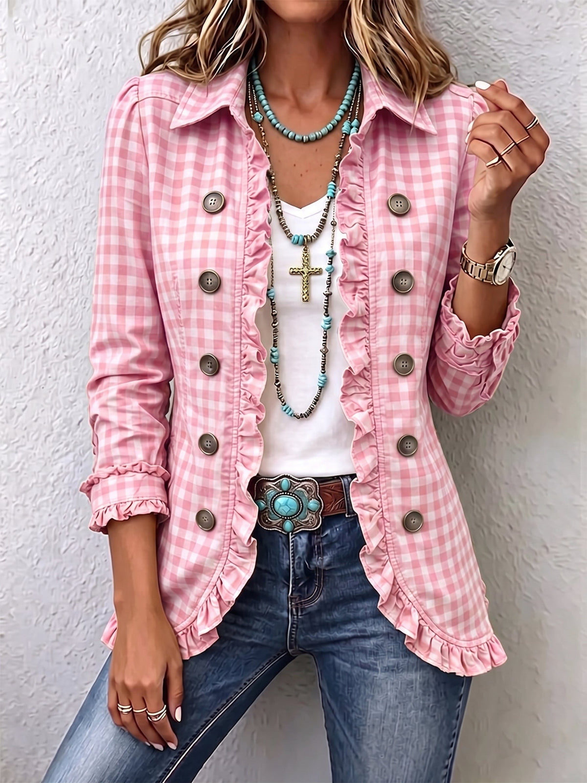 Charlene™ | Giacca a Righe con Rouches