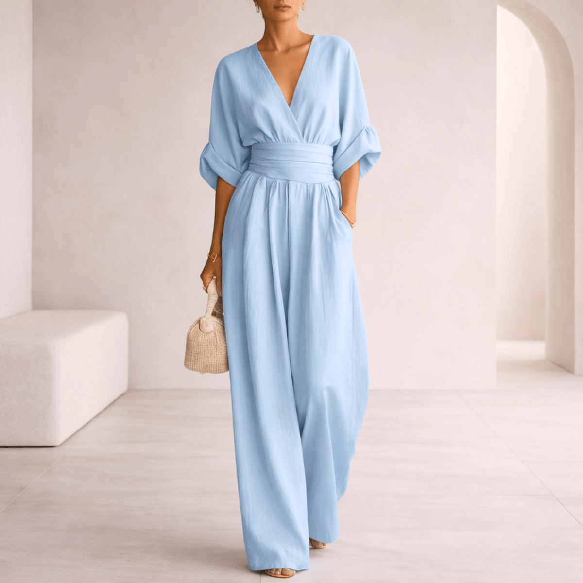 Elira | Tuta V-Neck Essenziale a Gamba Larga per Donne