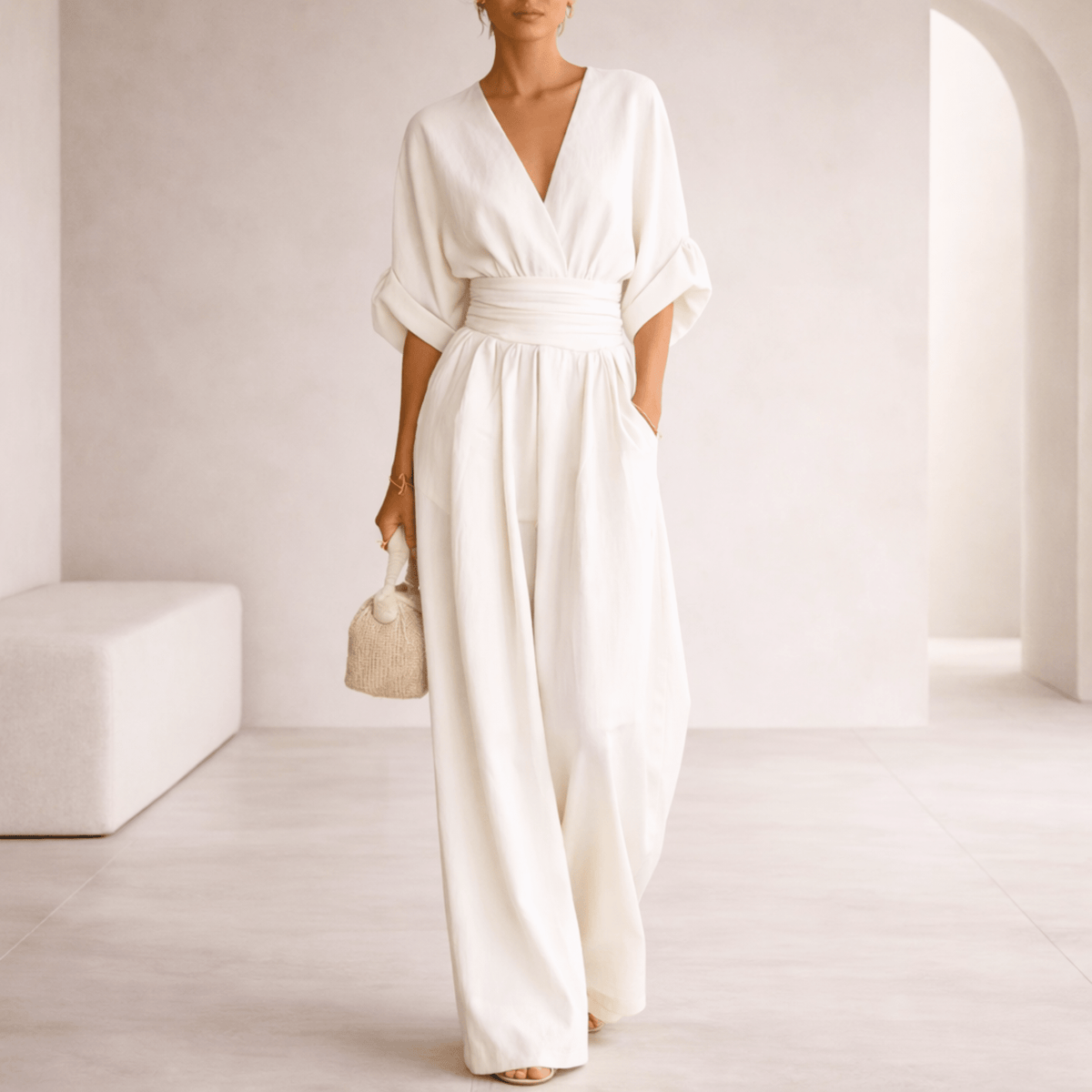 Elira | Tuta V-Neck Essenziale a Gamba Larga per Donne