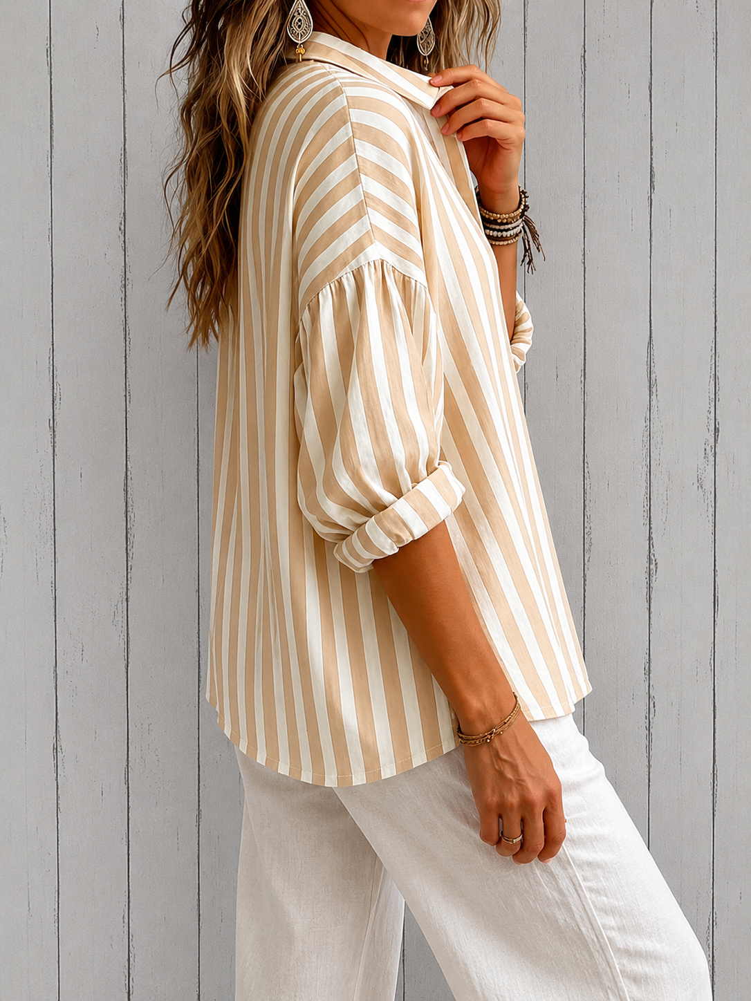 Nora | Blusa a righe morbida con colletto