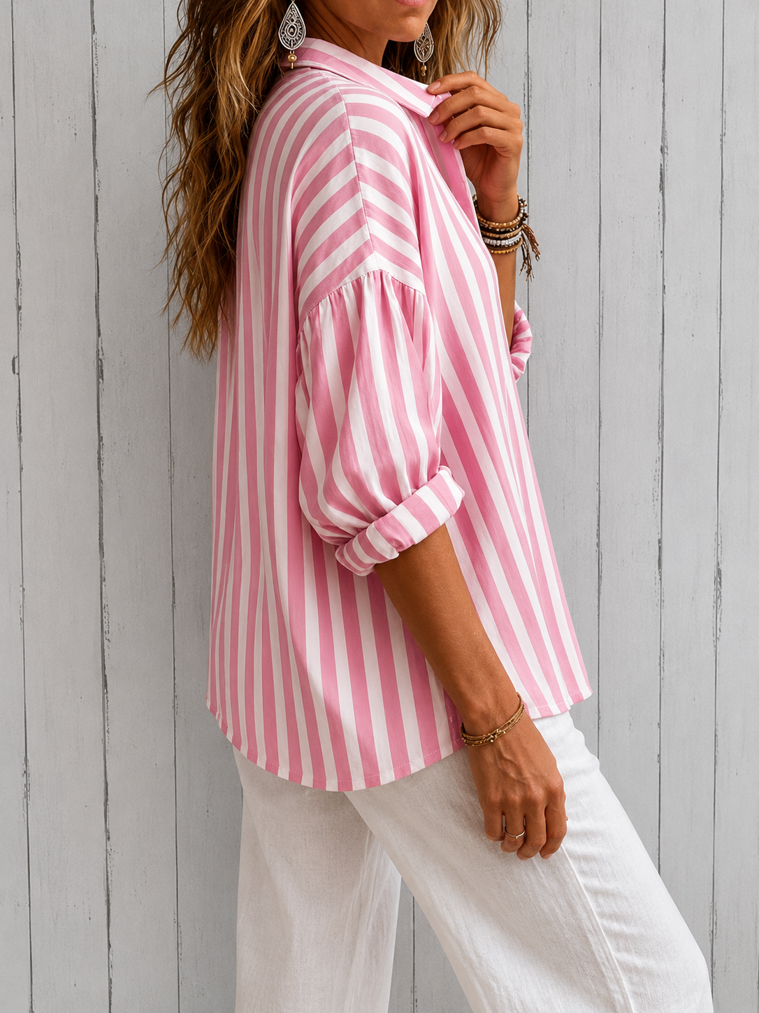 Nora | Blusa a righe morbida con colletto