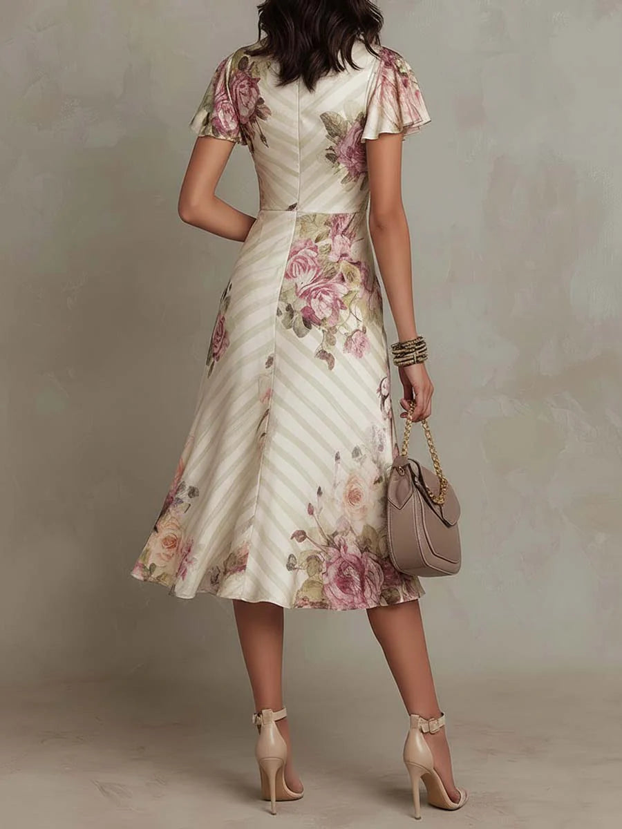 Margaret | Abito Midi Satinate Floreale Vintage