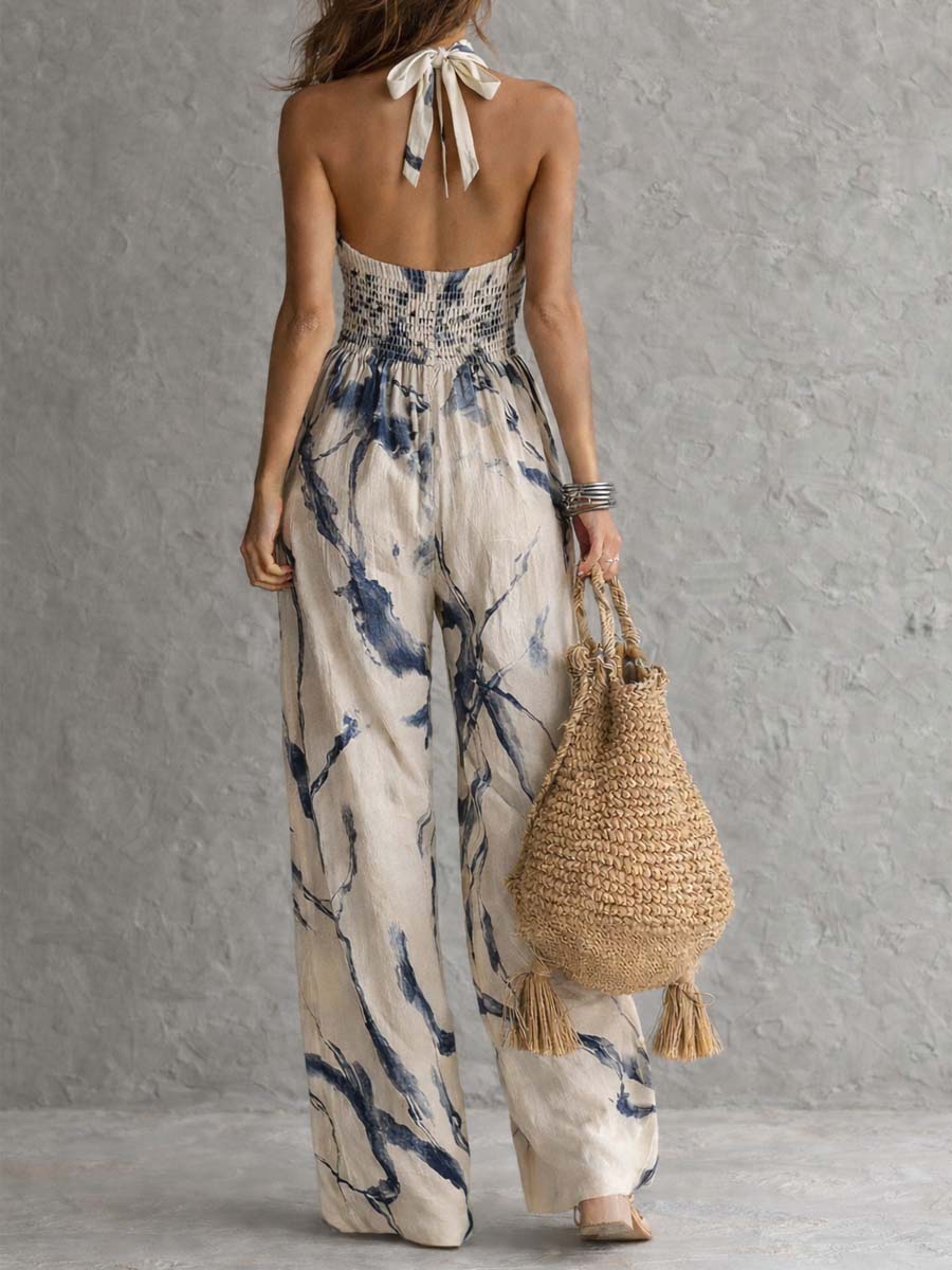 Jumpsuit a Scollo Halter con Stampa Inchiostro — Lucia Toscana (2)