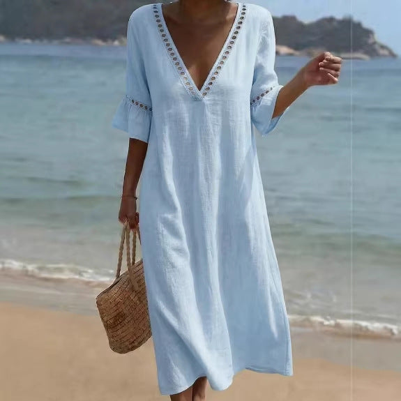 ELARA | Abito Maxi Arioso Comfort Flattering Stile Marittimo