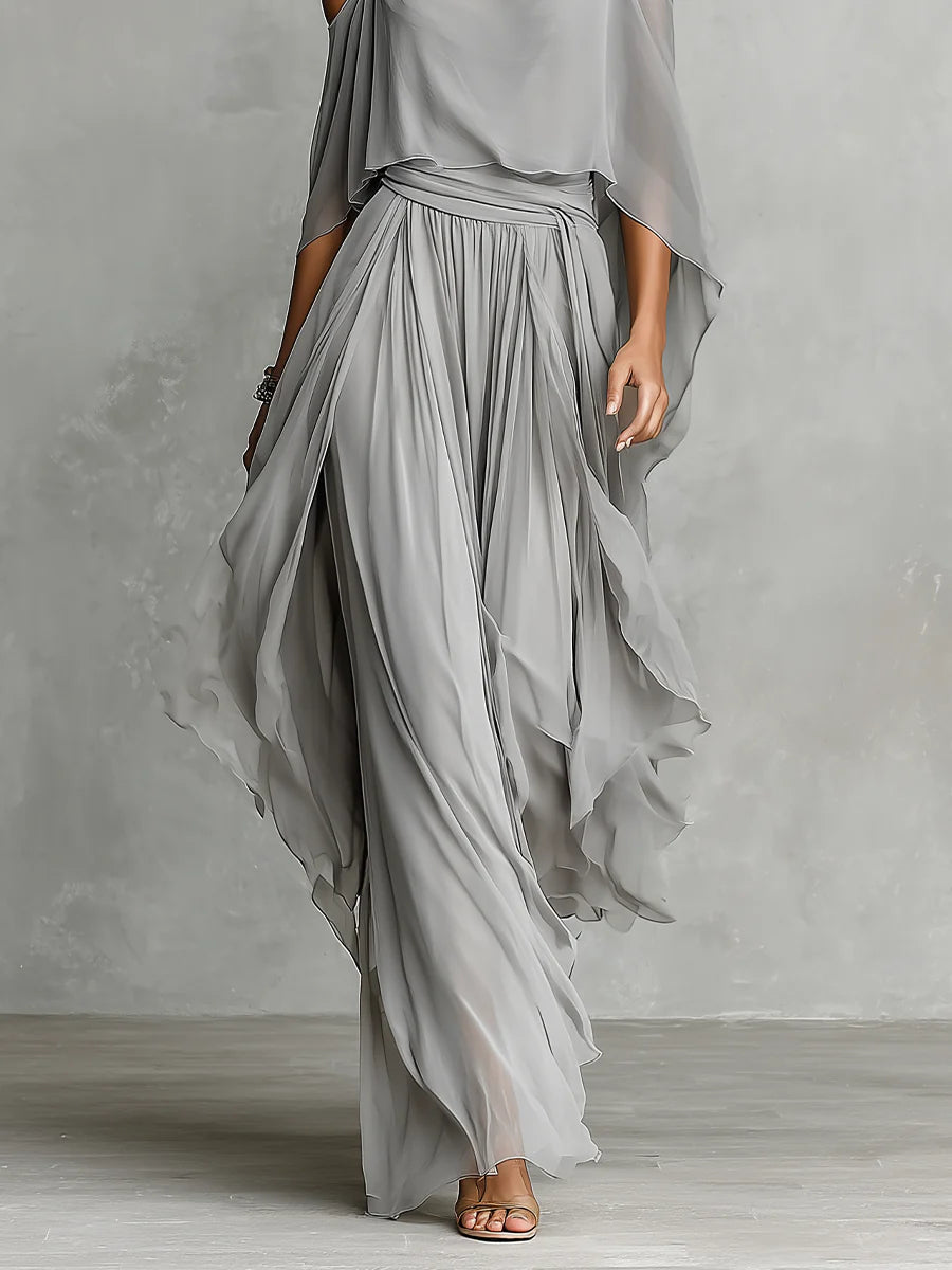 Set in Chiffon Grigio: Canotta e Pantaloni — Lucia Toscana (3)