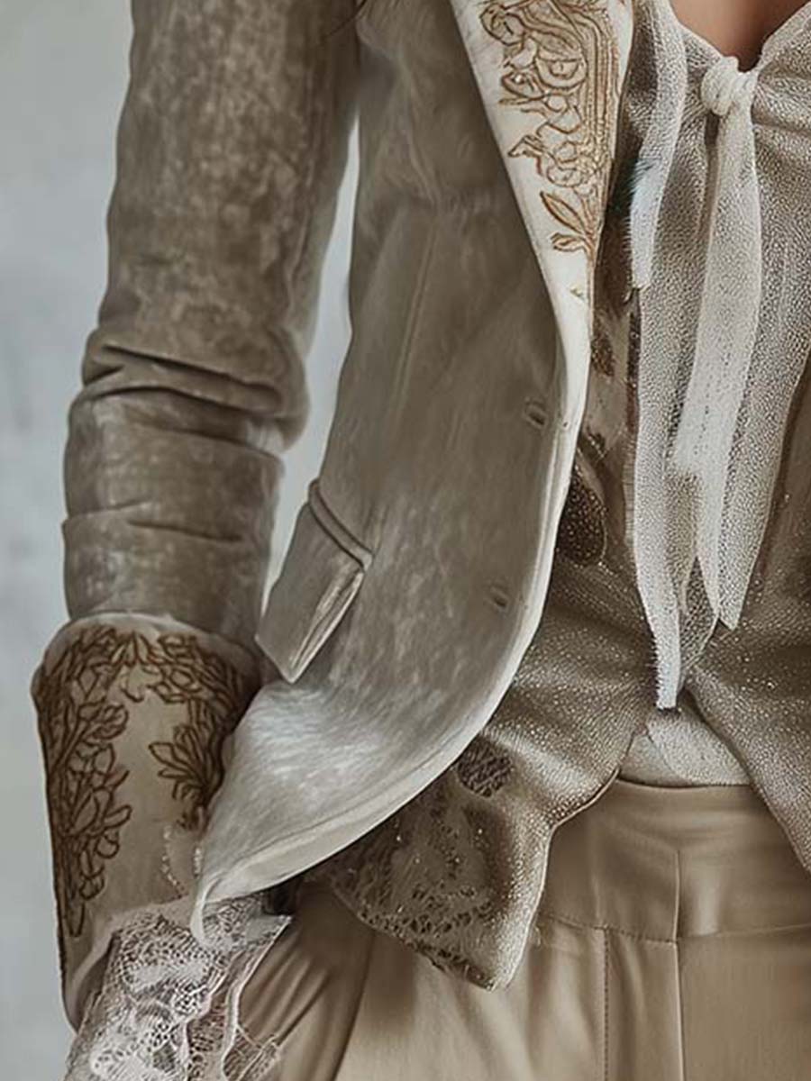 Blazer Su Misura Ricamato In Avorio Per Donne