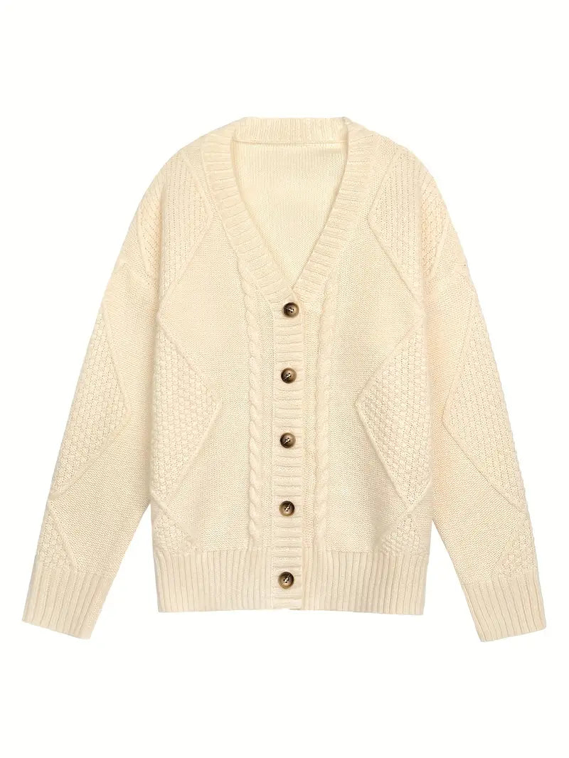 Cardigan Casual a Maglia Cable Colorato per Donne