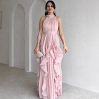 Orea™ Abito Maxi con Collo Alto e Rouches Raccoglitore