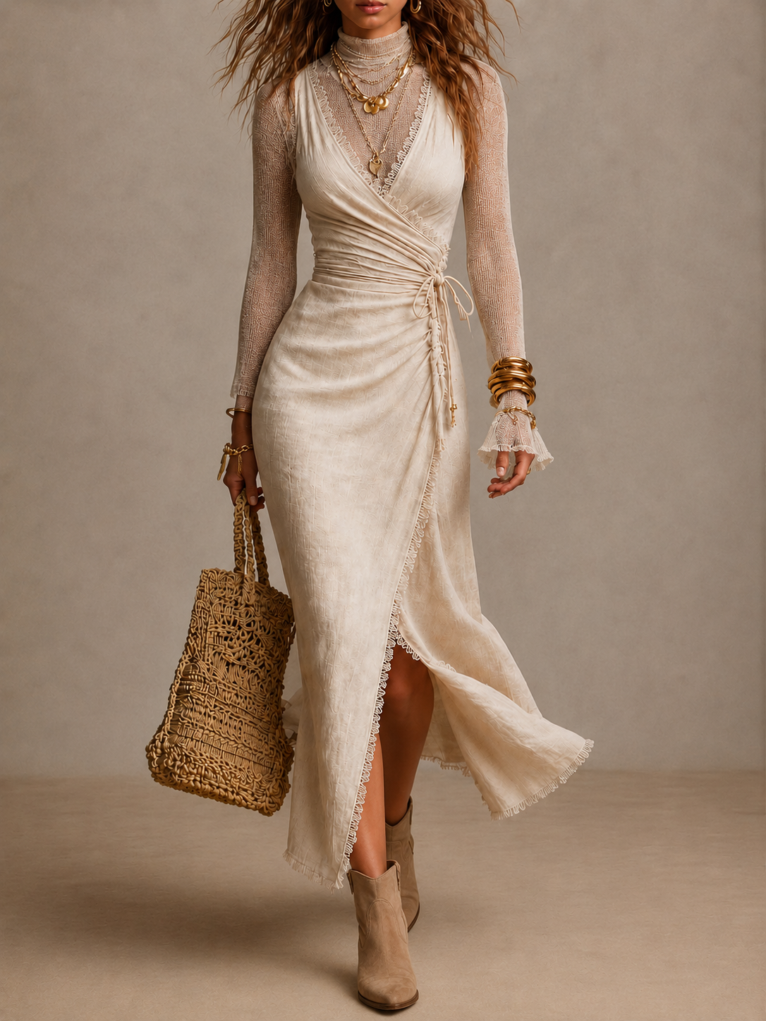Iris | Abito Midi a Portafoglio – Lucia Toscana